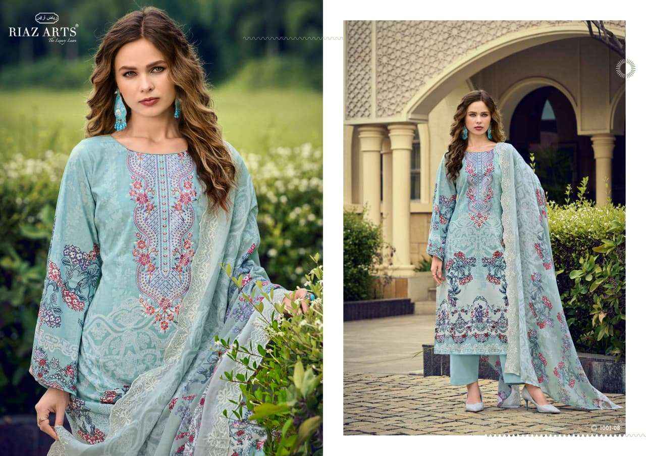 Riaz Arts Himsa Lawn Cotton Dress Material 8 pcs Catalogue