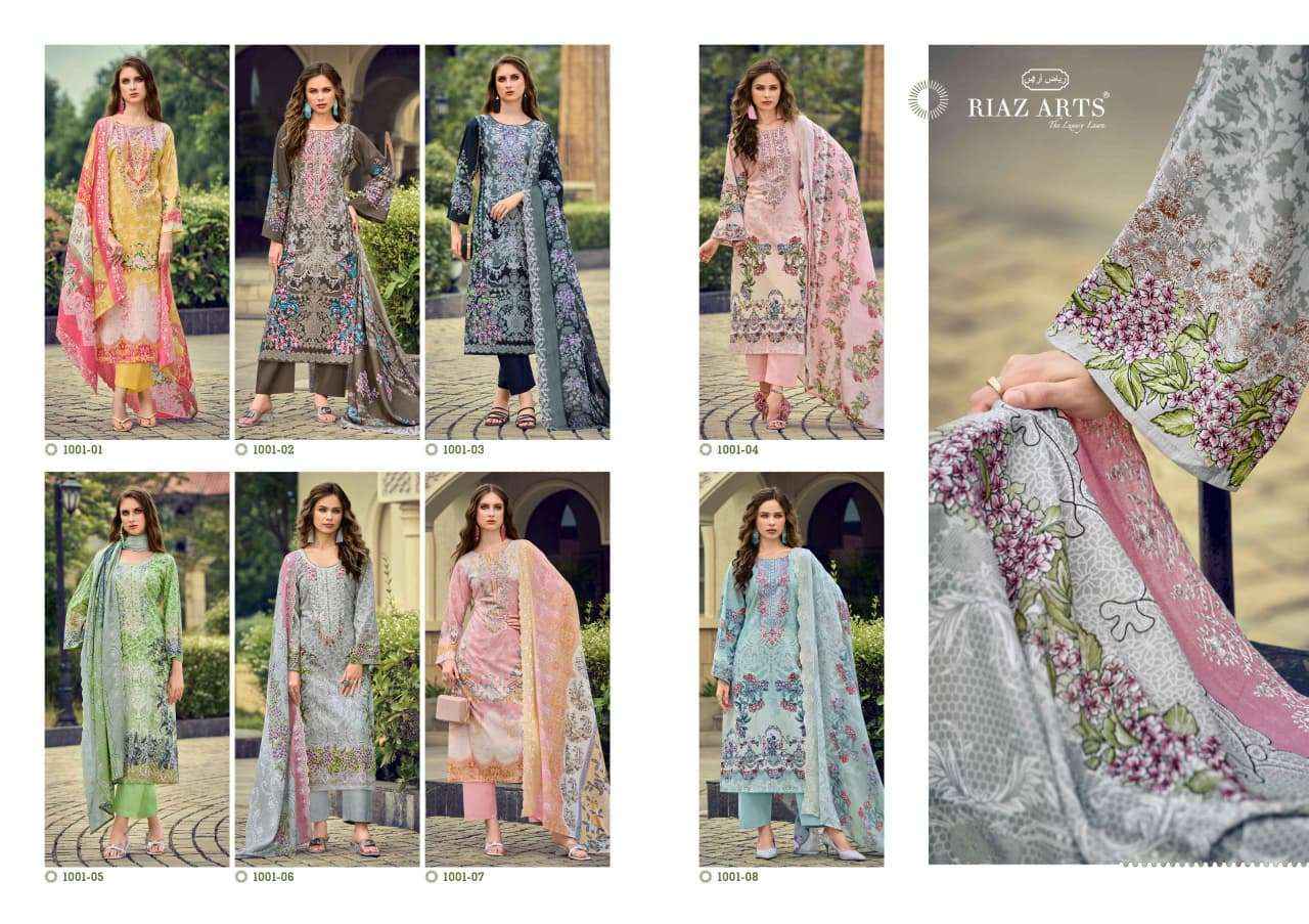 Riaz Arts Himsa Lawn Cotton Dress Material 8 pcs Catalogue