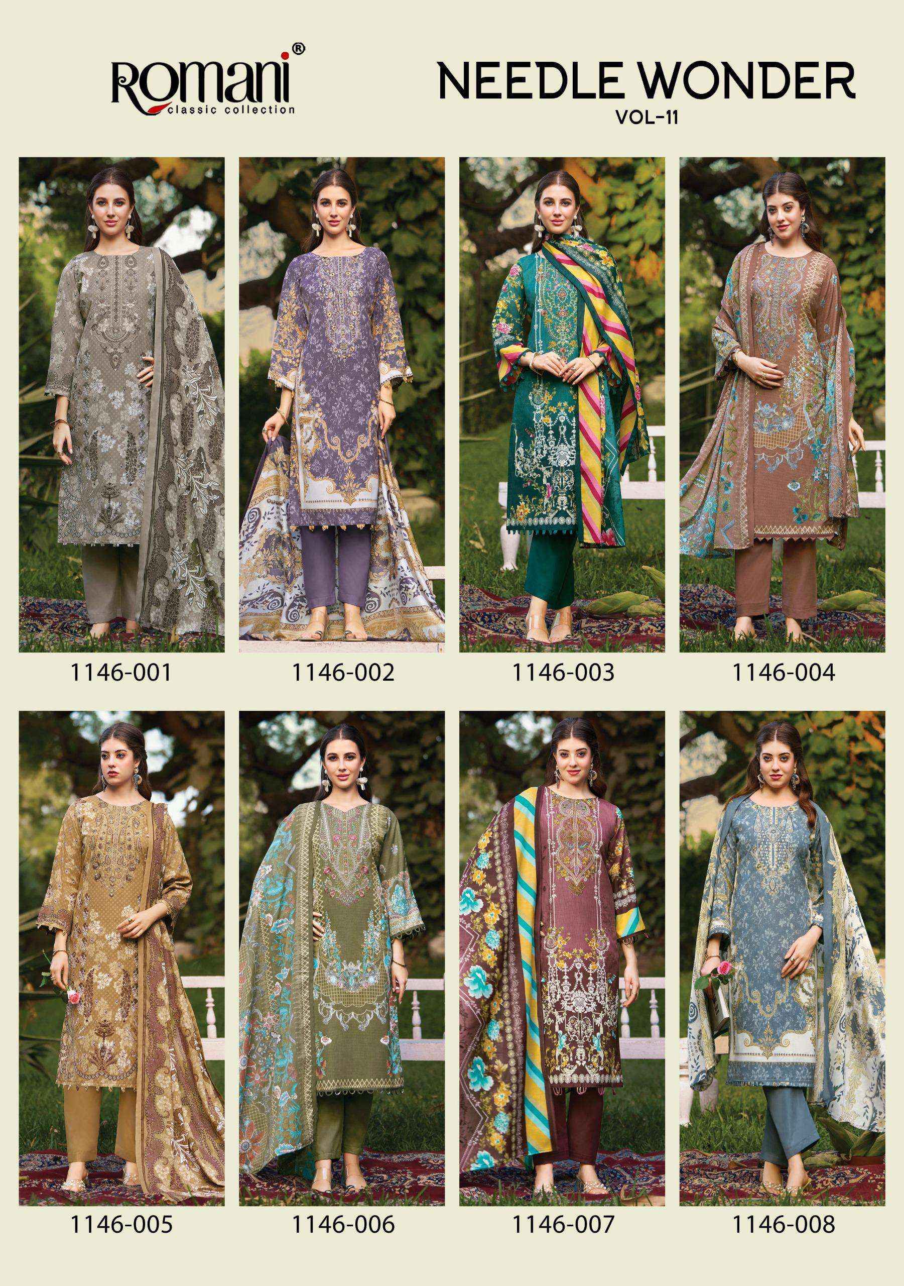 Romani Needle Wonder Vol 11 Cotton Dress Material 8 pcs Catalogue