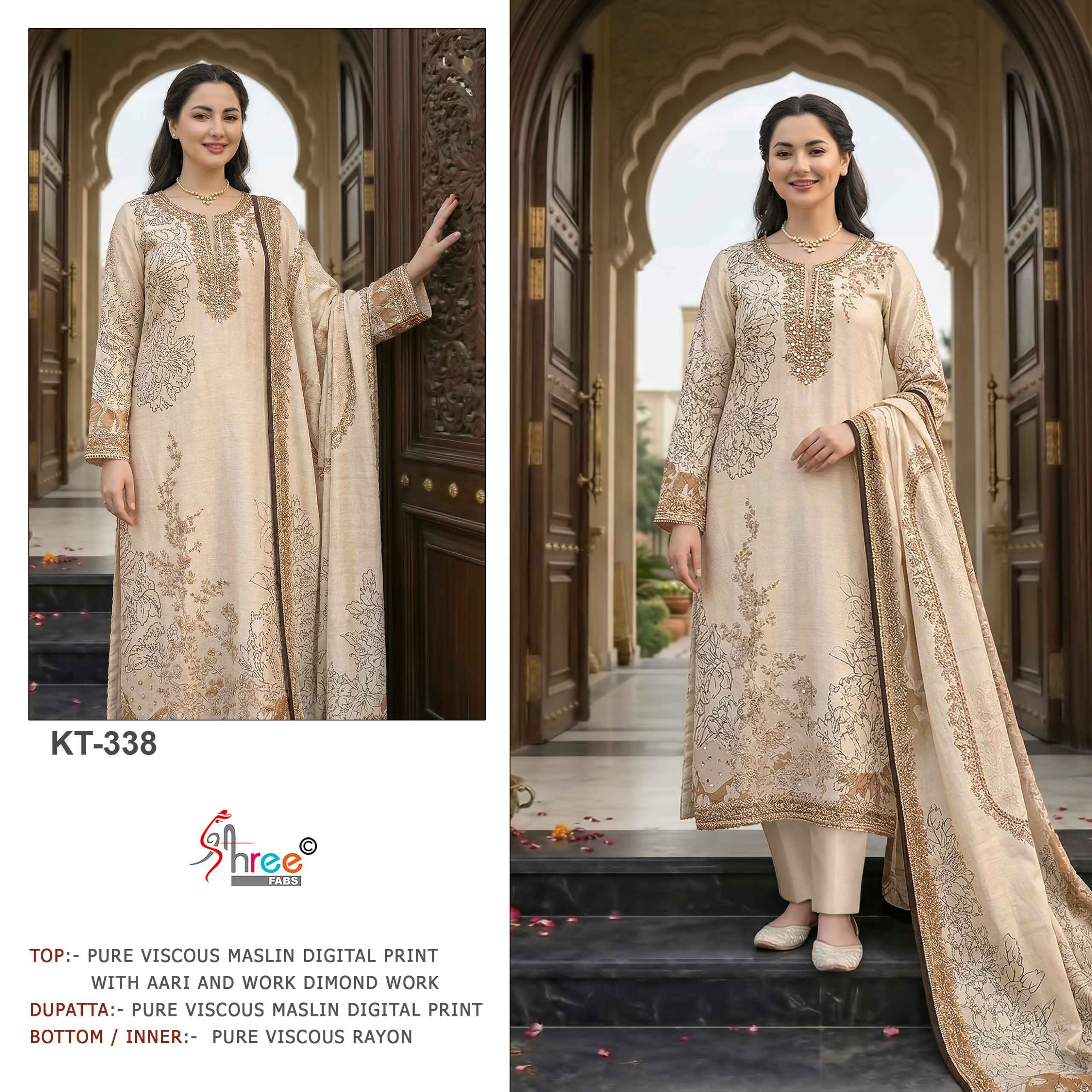 Shree Fabs KT 338 Viscous Maslin Dress Material 4 pcs Catalogue