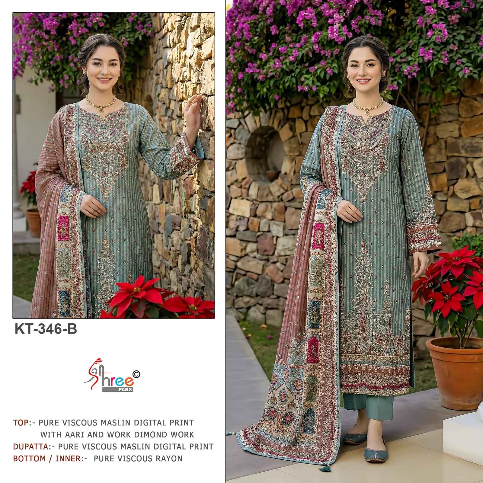 Shree Fabs KT 346 Viscous Maslin Dress Material 3 pcs Catalogue