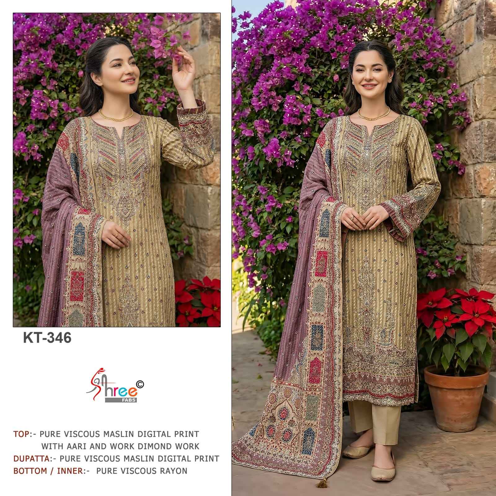 Shree Fabs KT 346 Viscous Maslin Dress Material 3 pcs Catalogue