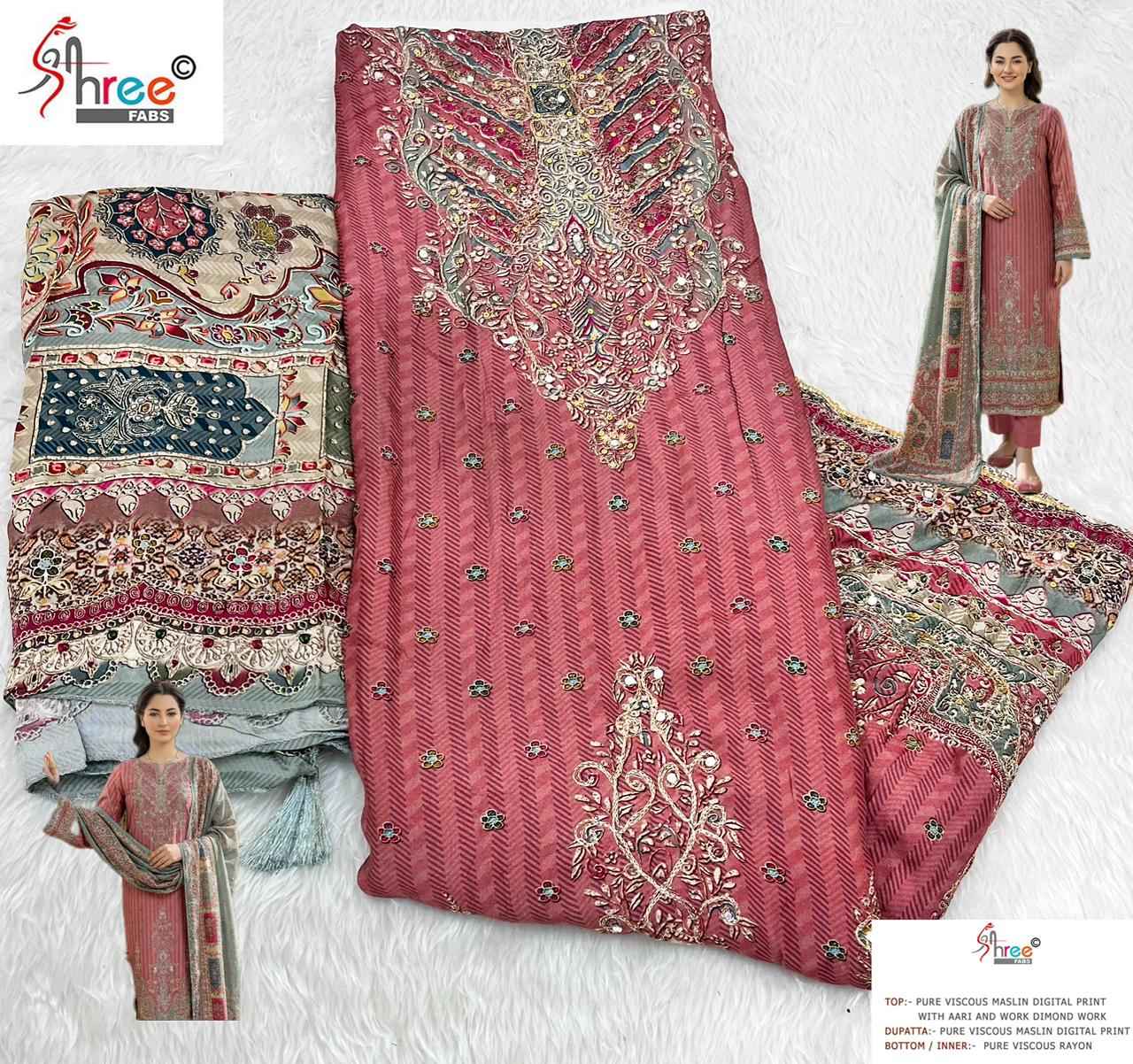 Shree Fabs KT 346 Viscous Maslin Dress Material 3 pcs Catalogue