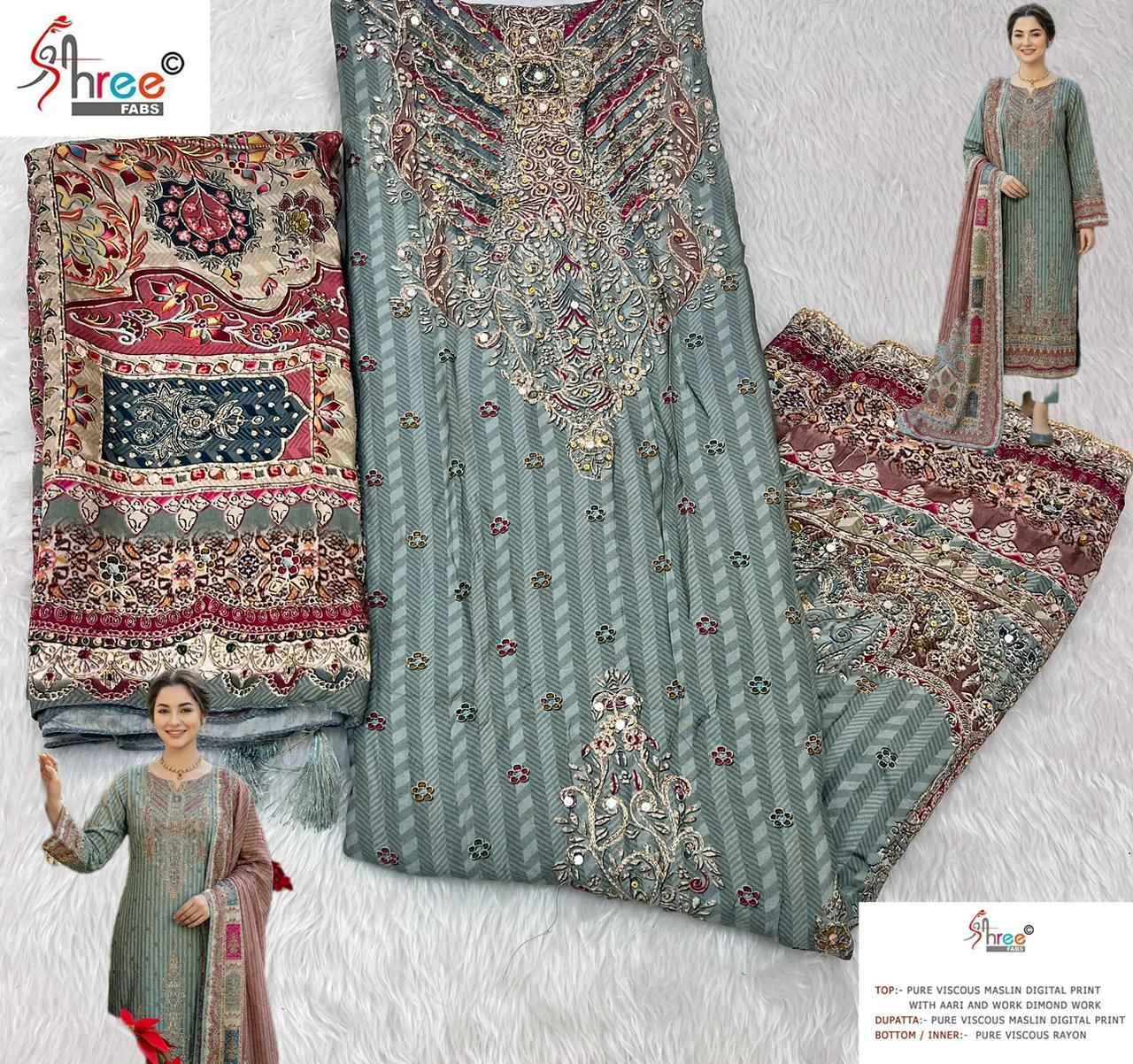 Shree Fabs KT 346 Viscous Maslin Dress Material 3 pcs Catalogue
