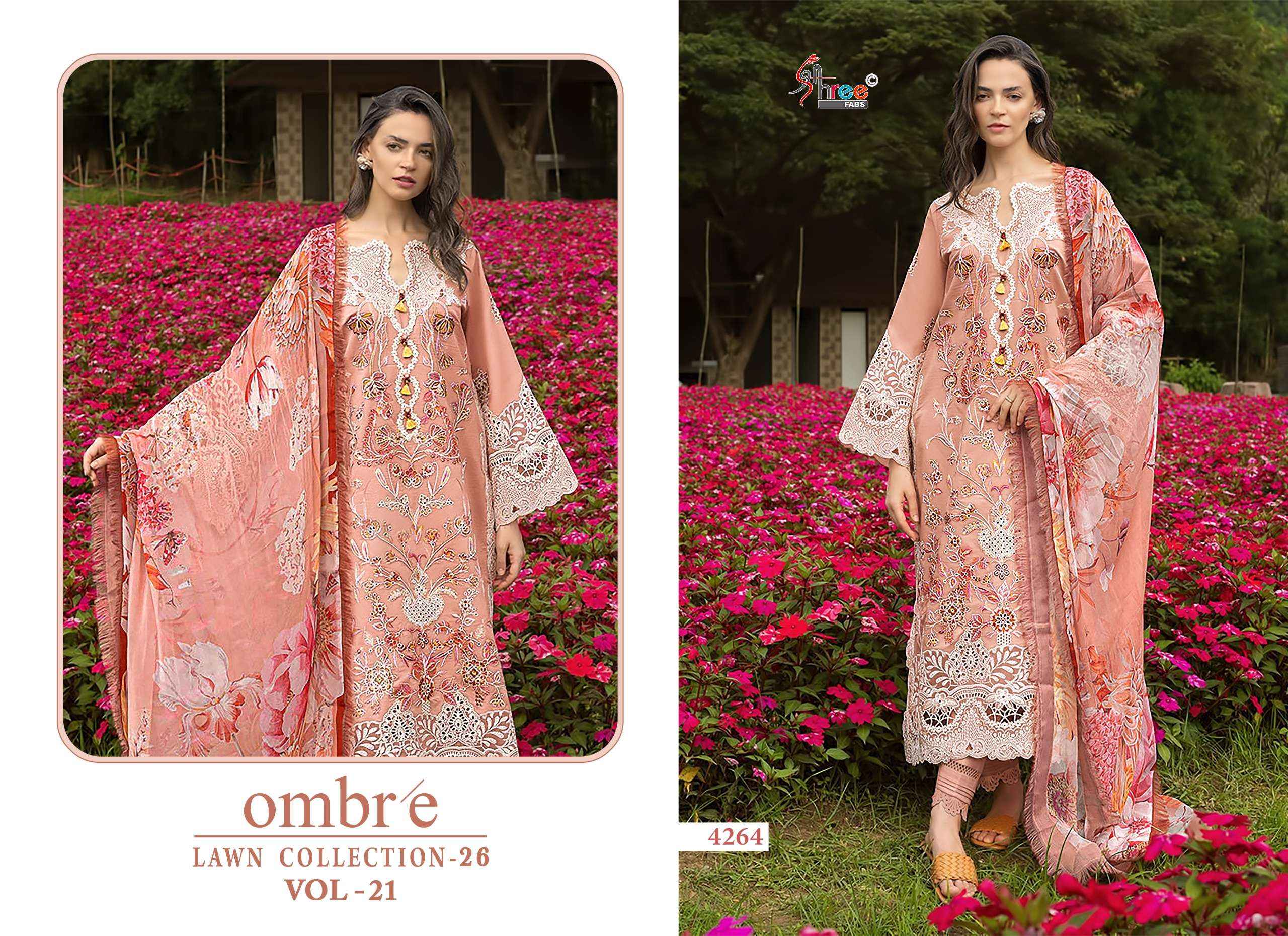 Shree Fabs Ombre Lawn Collection 26 Vol 21 Cotton Dress Material 6 pcs Catalogue