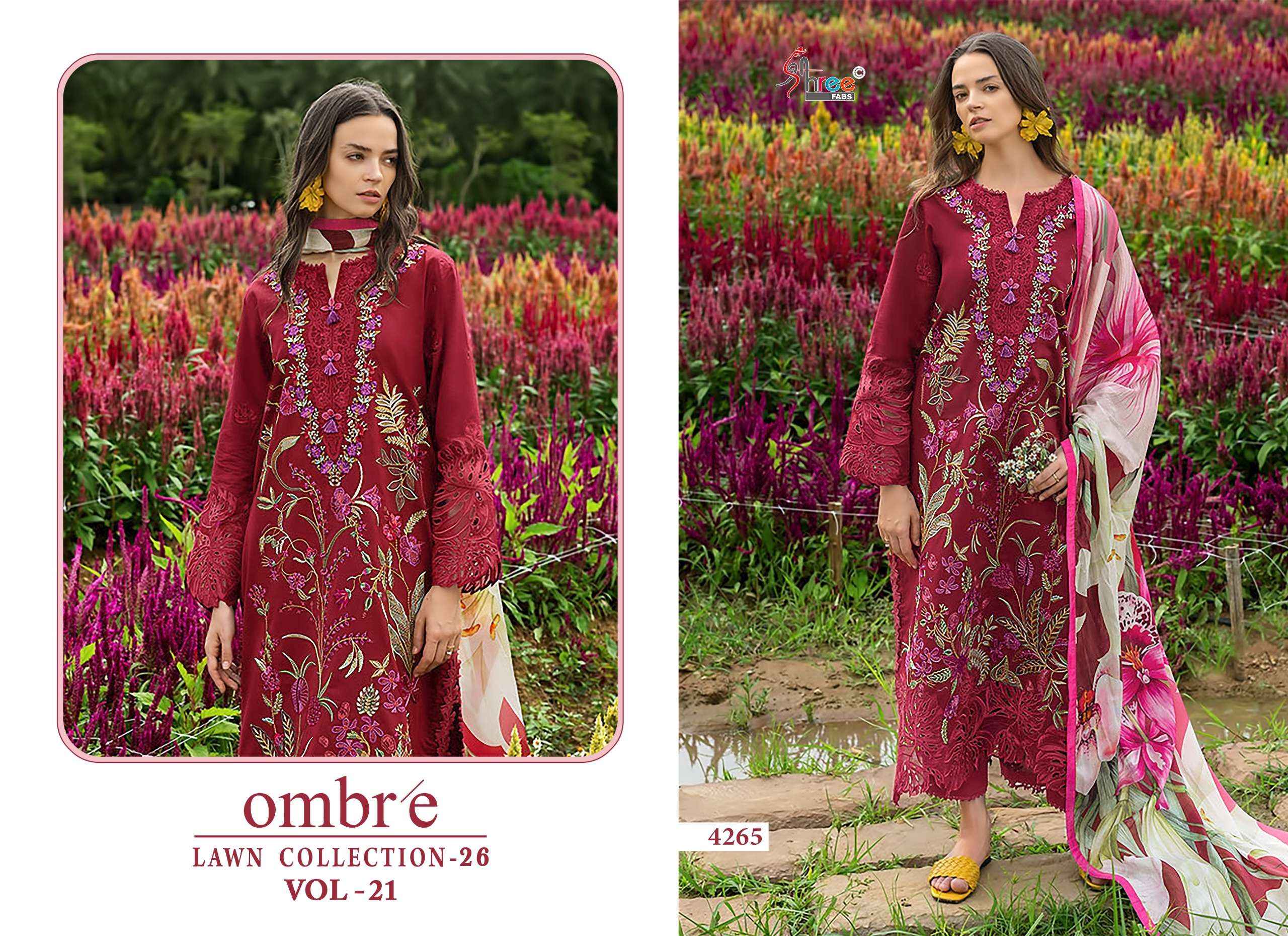 Shree Fabs Ombre Lawn Collection 26 Vol 21 Cotton Dress Material 6 pcs Catalogue