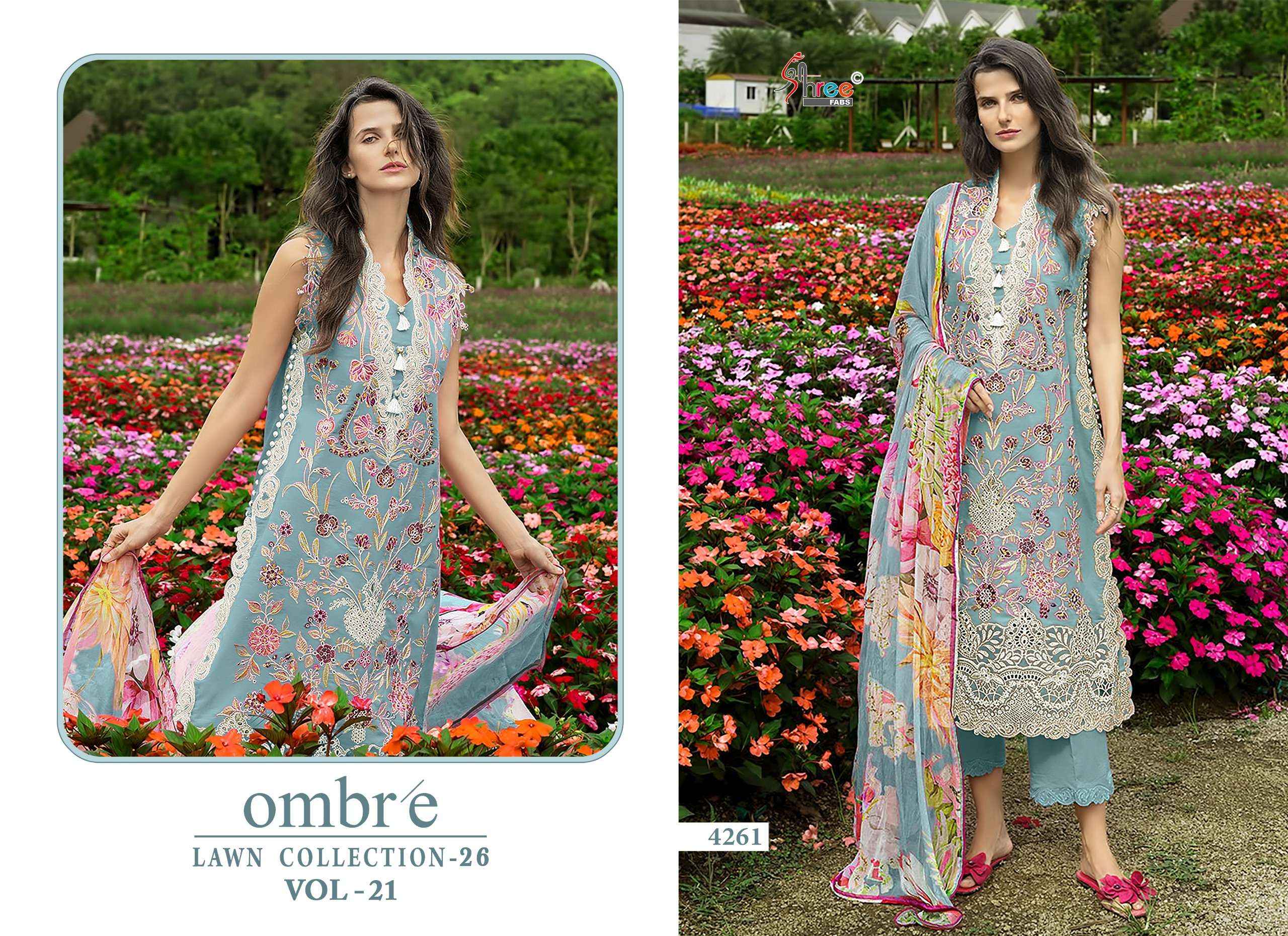 Shree Fabs Ombre Lawn Collection 26 Vol 21 Cotton Dress Material 6 pcs Catalogue