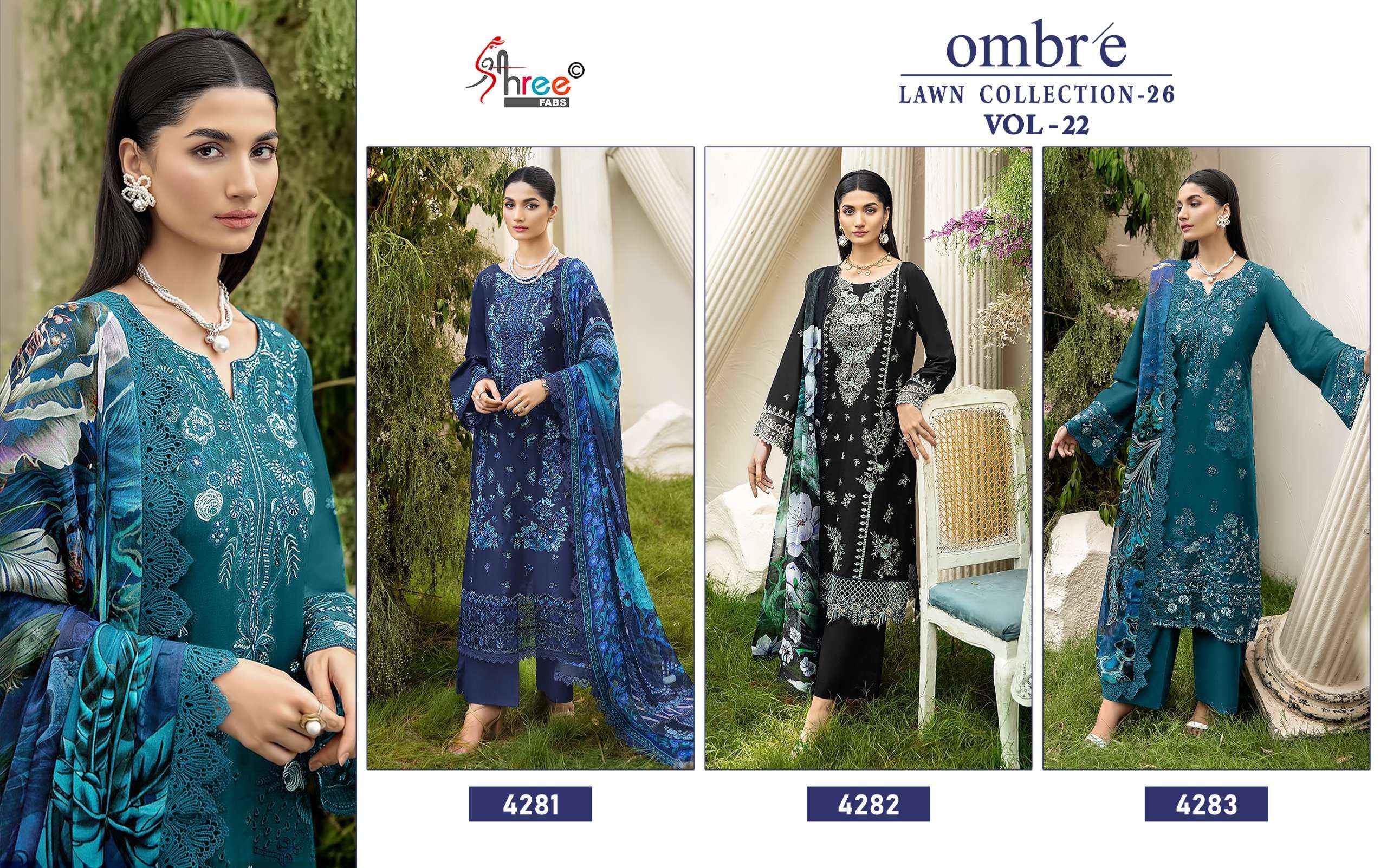 Shree Fabs Ombre Lawn Collection 26 Vol 22 Cotton Dress Material 3 pcs Catalogue