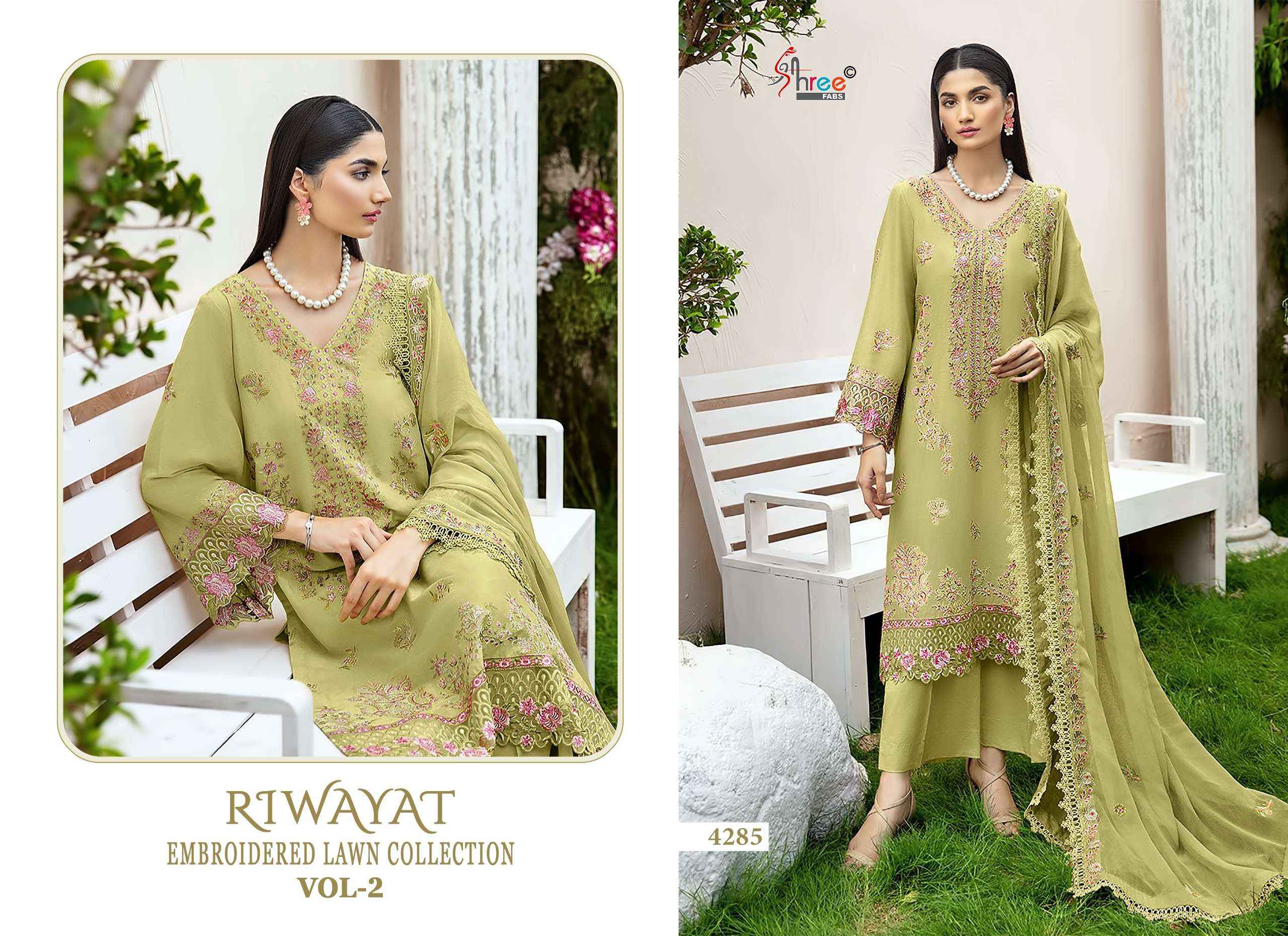Shree Fabs Riwayat Embroidered Lawn Collection Vol 2 Cotton Dress Material 3 pcs Catalogue
