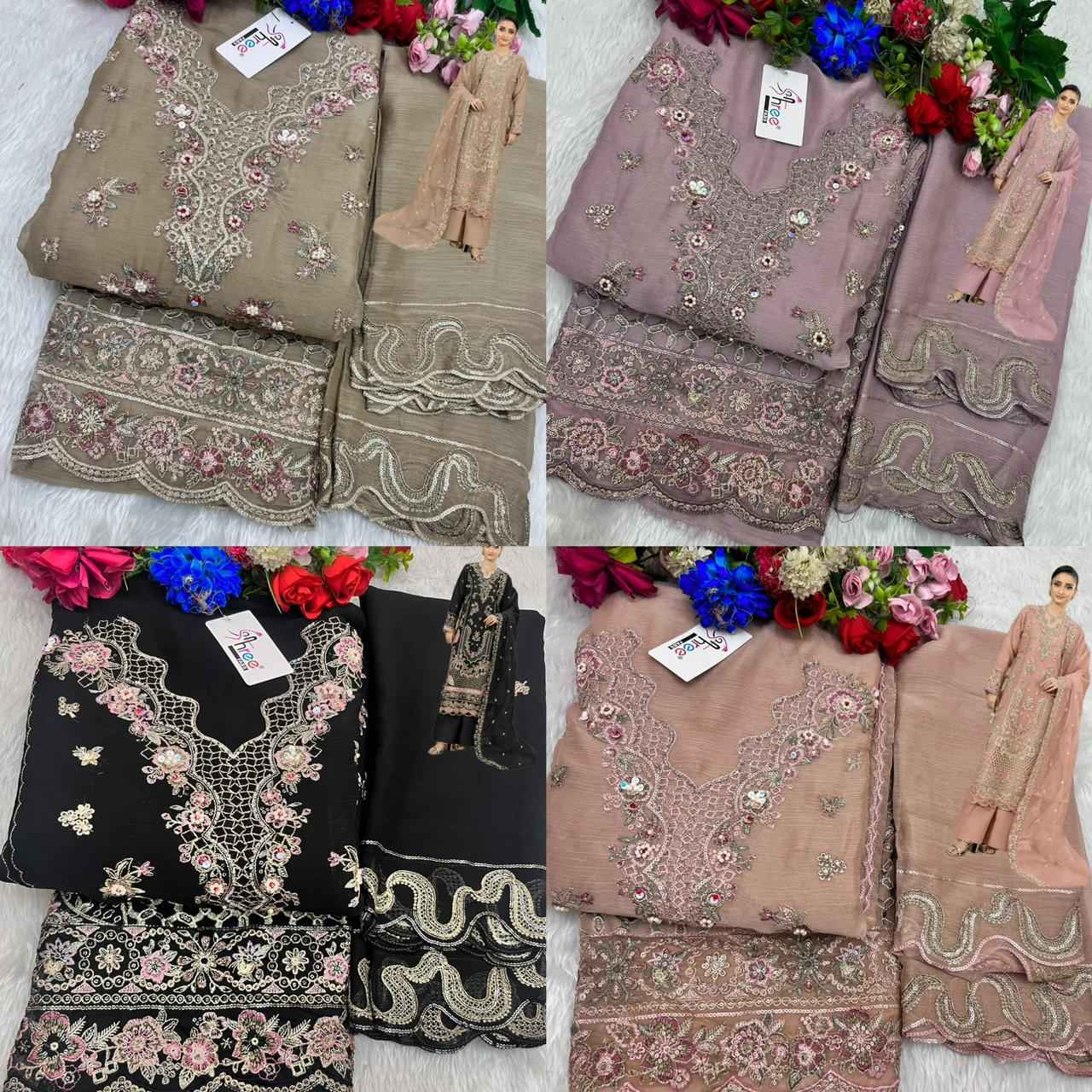 Shree Fabs SF 5620 Chiffon Dress Material 4 pcs Catalogue