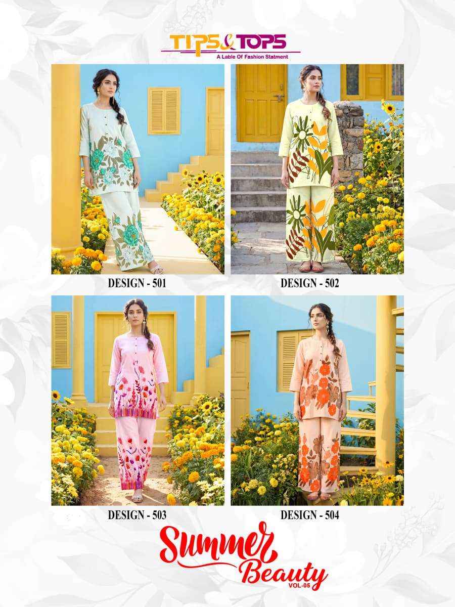 Tips & Tops Summer Beauty Vol 5 Rayon Co Ord Set 4 pcs Catalogue