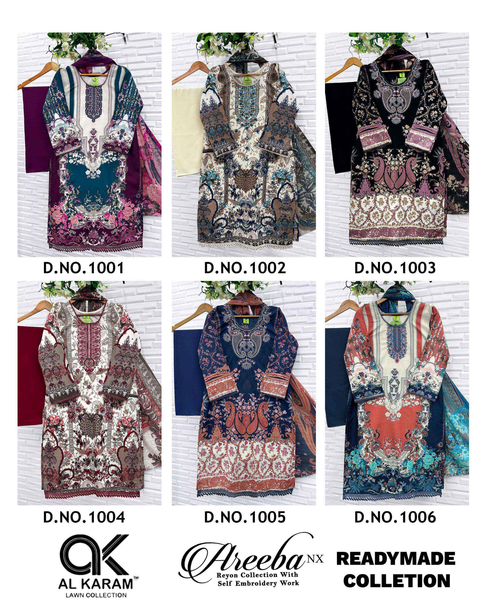 Al Karam Areeba Nx Readymade Rayon Dress 6 pcs Catalogue