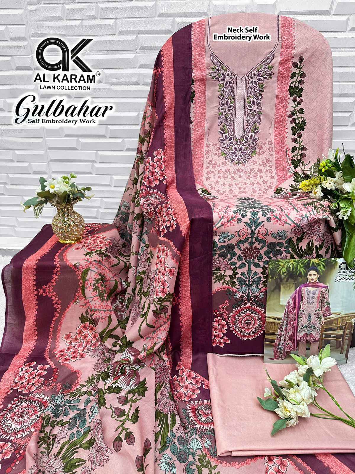 Al Karam Gulbahar Cotton Dress Material 6 pcs Catalogue