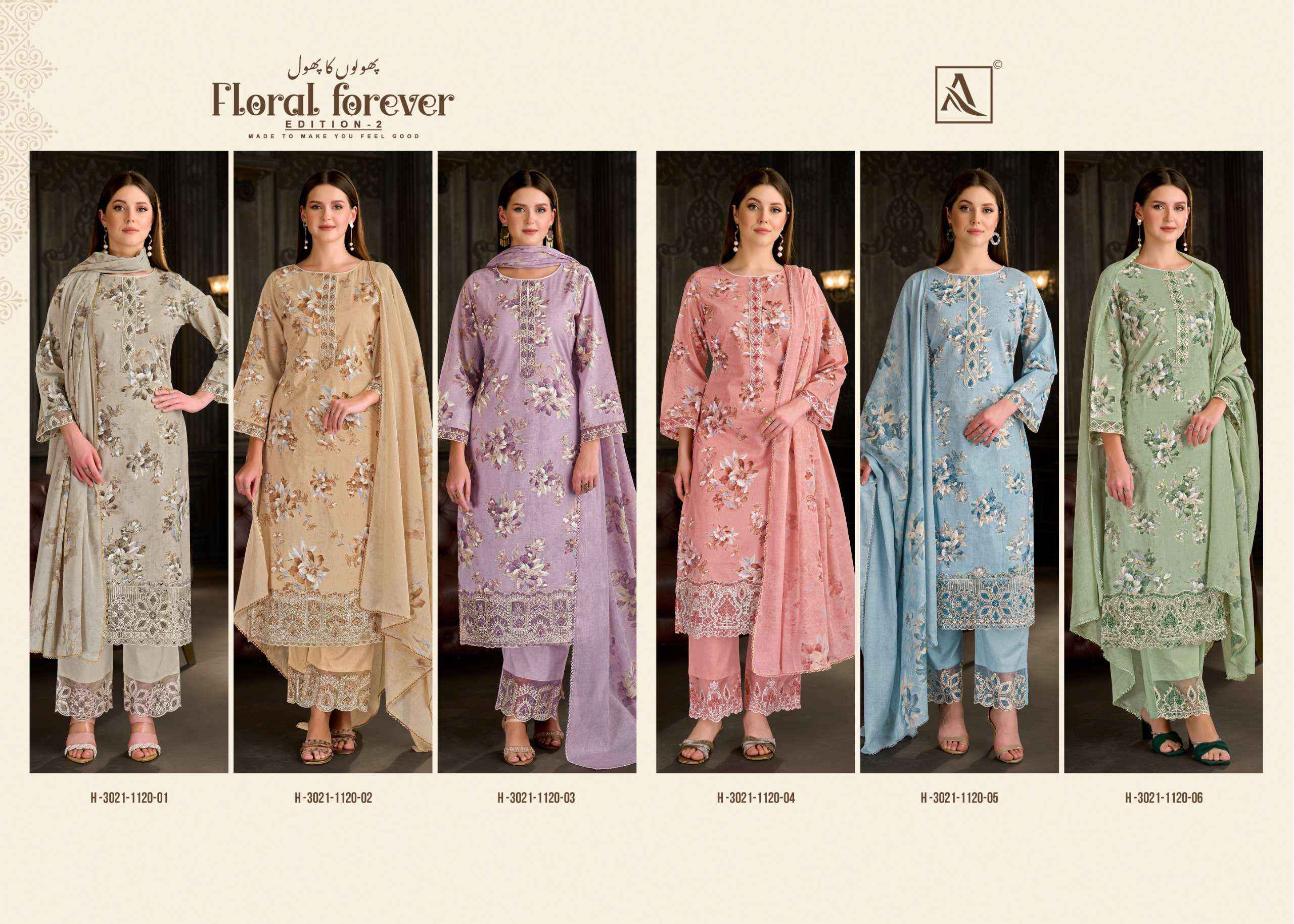 Alok Floral Forever Edition 2 Cambric Cotton Dress Material 6 pcs Catalogue