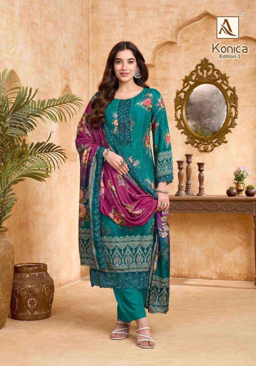 Alok Konica Vol 3 Viscose Muslin Dress Material 6 pcs Catalogue