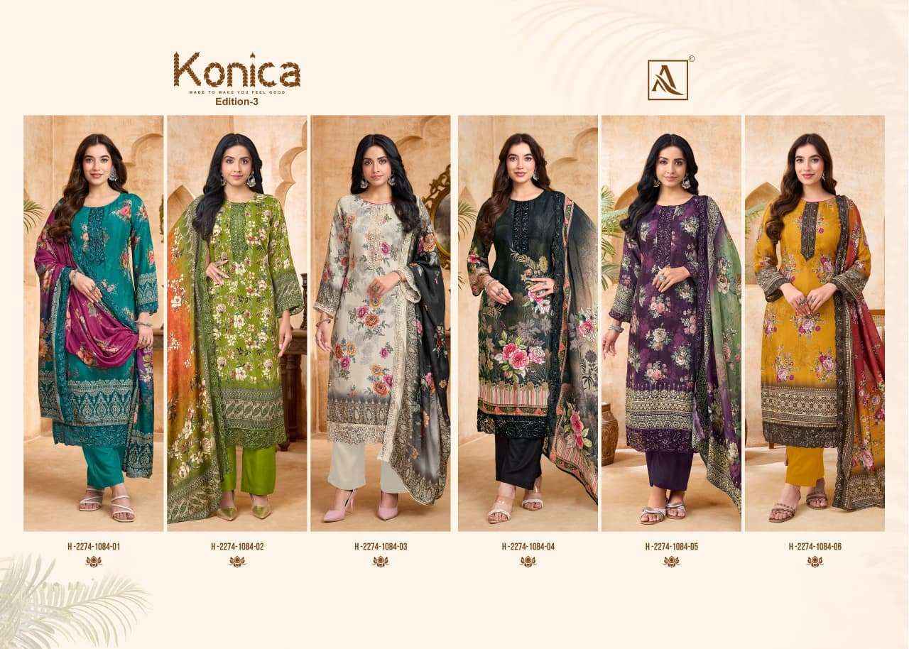 Alok Konica Vol 3 Viscose Muslin Dress Material 6 pcs Catalogue