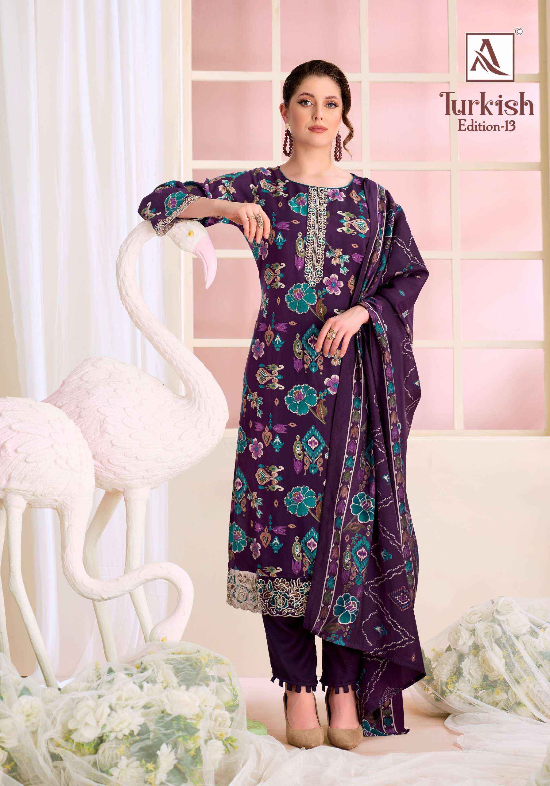 Alok Turkish Edition 13 Viscose Reyon Dress Material 6 pcs Catalogue
