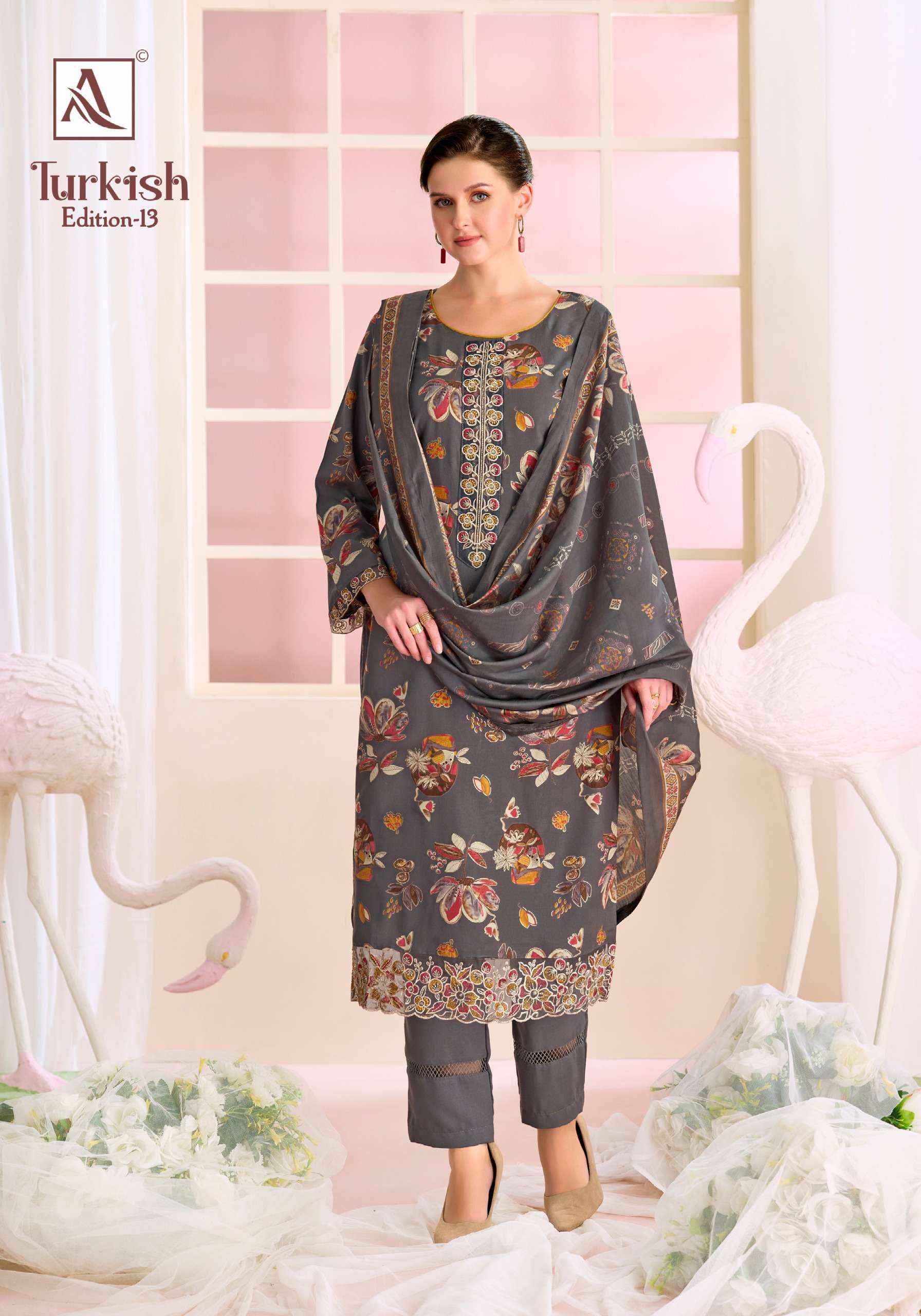 Alok Turkish Edition 13 Viscose Reyon Dress Material 6 pcs Catalogue