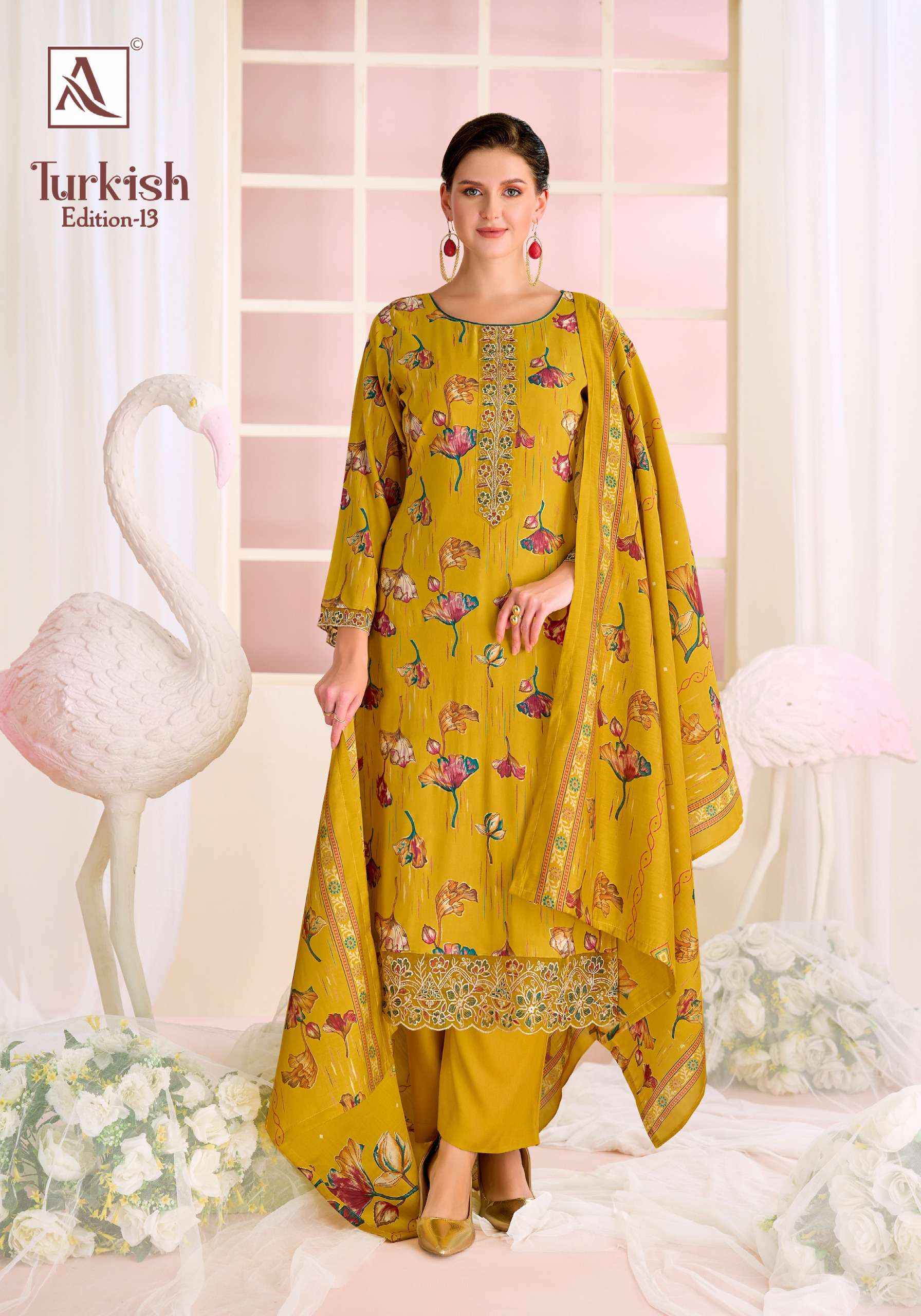 Alok Turkish Edition 13 Viscose Reyon Dress Material 6 pcs Catalogue