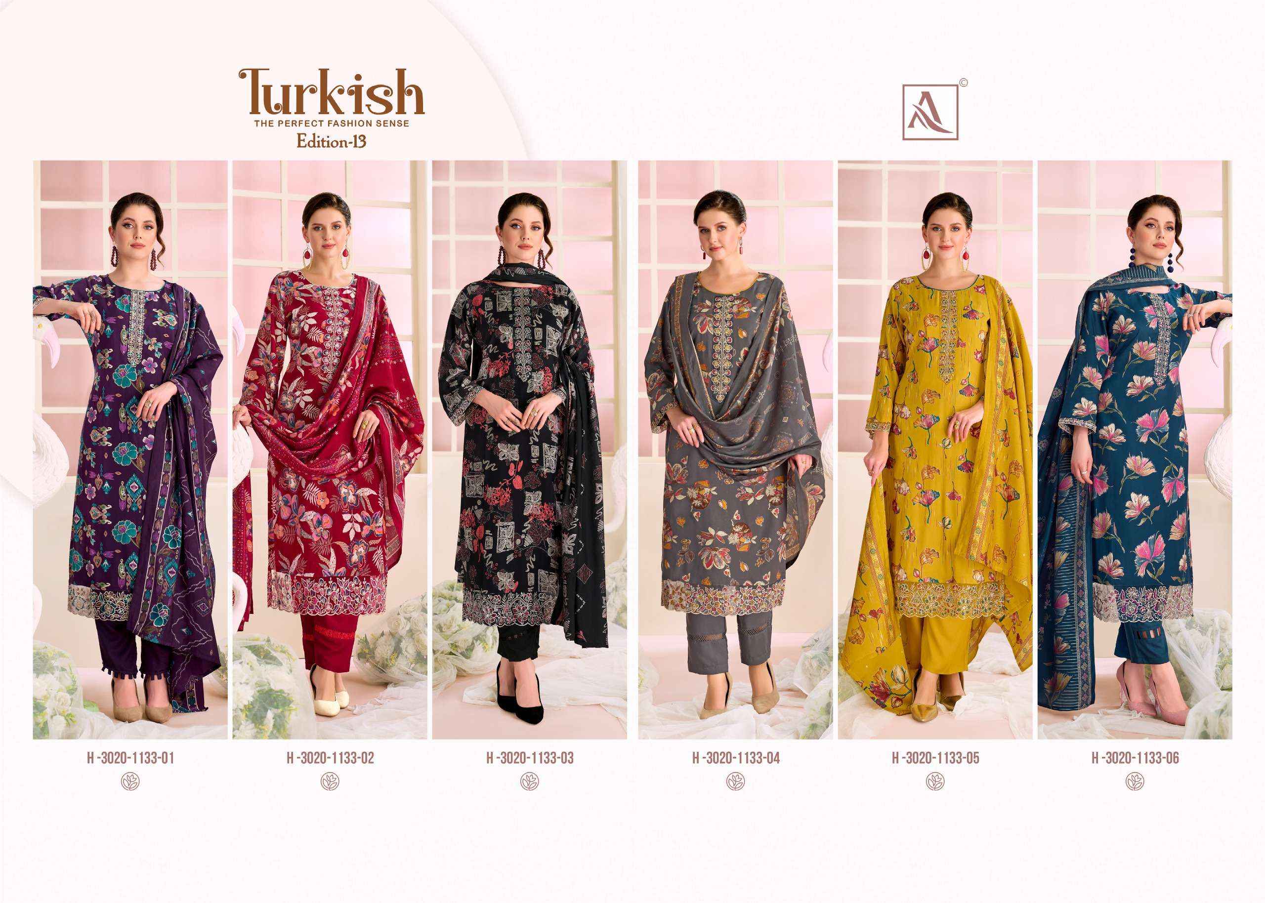 Alok Turkish Edition 13 Viscose Reyon Dress Material 6 pcs Catalogue