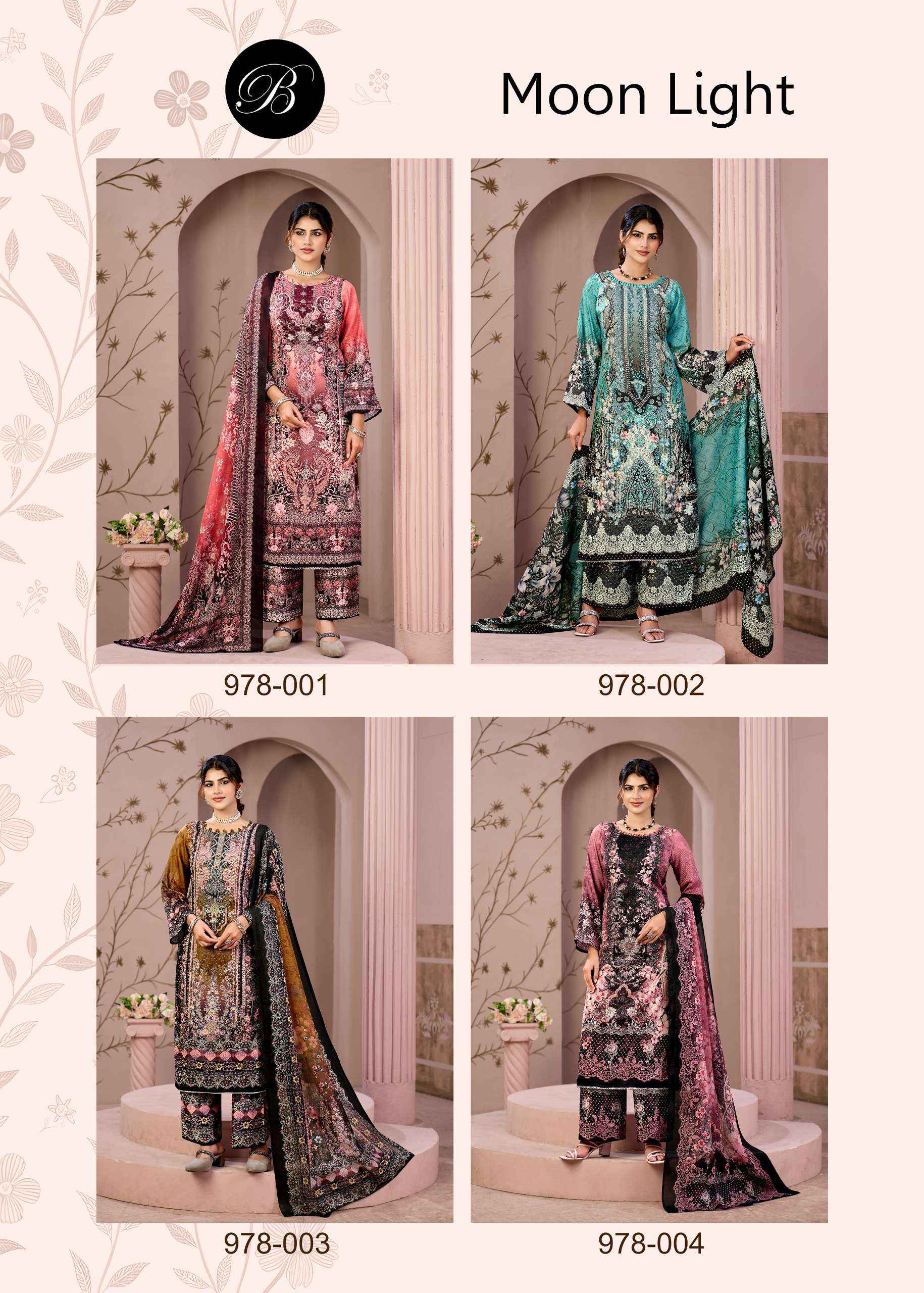 Belliza Moon Light Jam Cotton Dress Material 4 pcs Cataloge