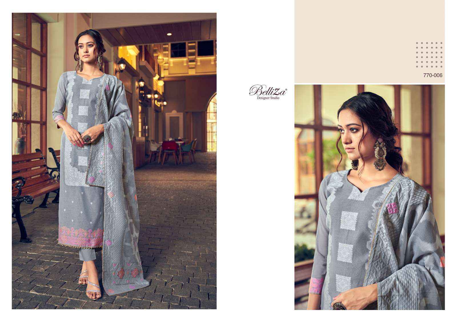 Belliza Odhni Cotton Jacquard Dress Material 6 pcs Catalogue