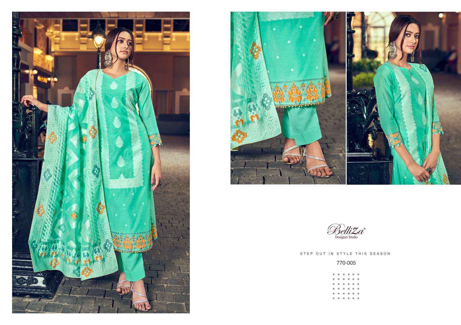 Belliza Odhni Cotton Jacquard Dress Material 6 pcs Catalogue