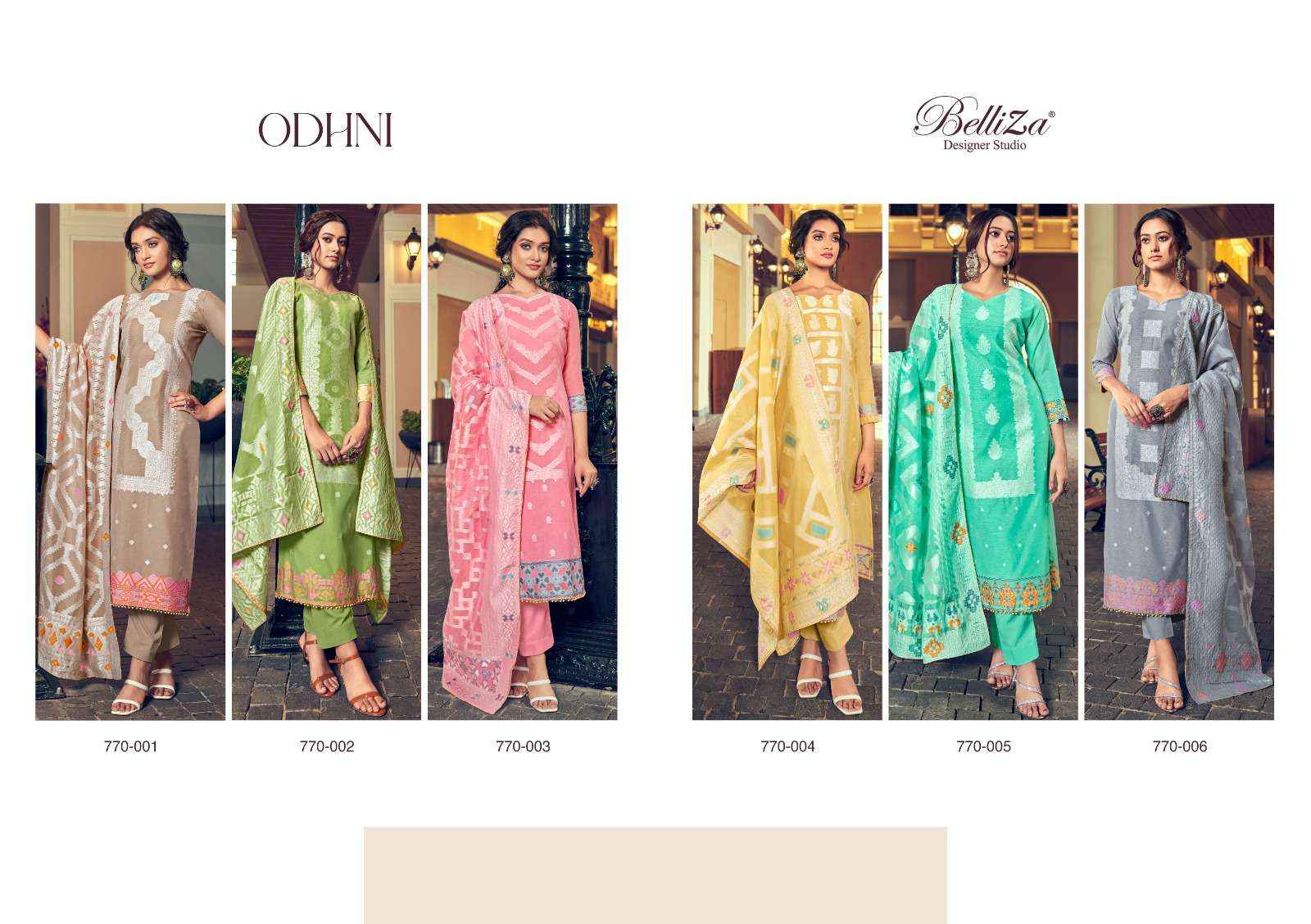 Belliza Odhni Cotton Jacquard Dress Material 6 pcs Catalogue