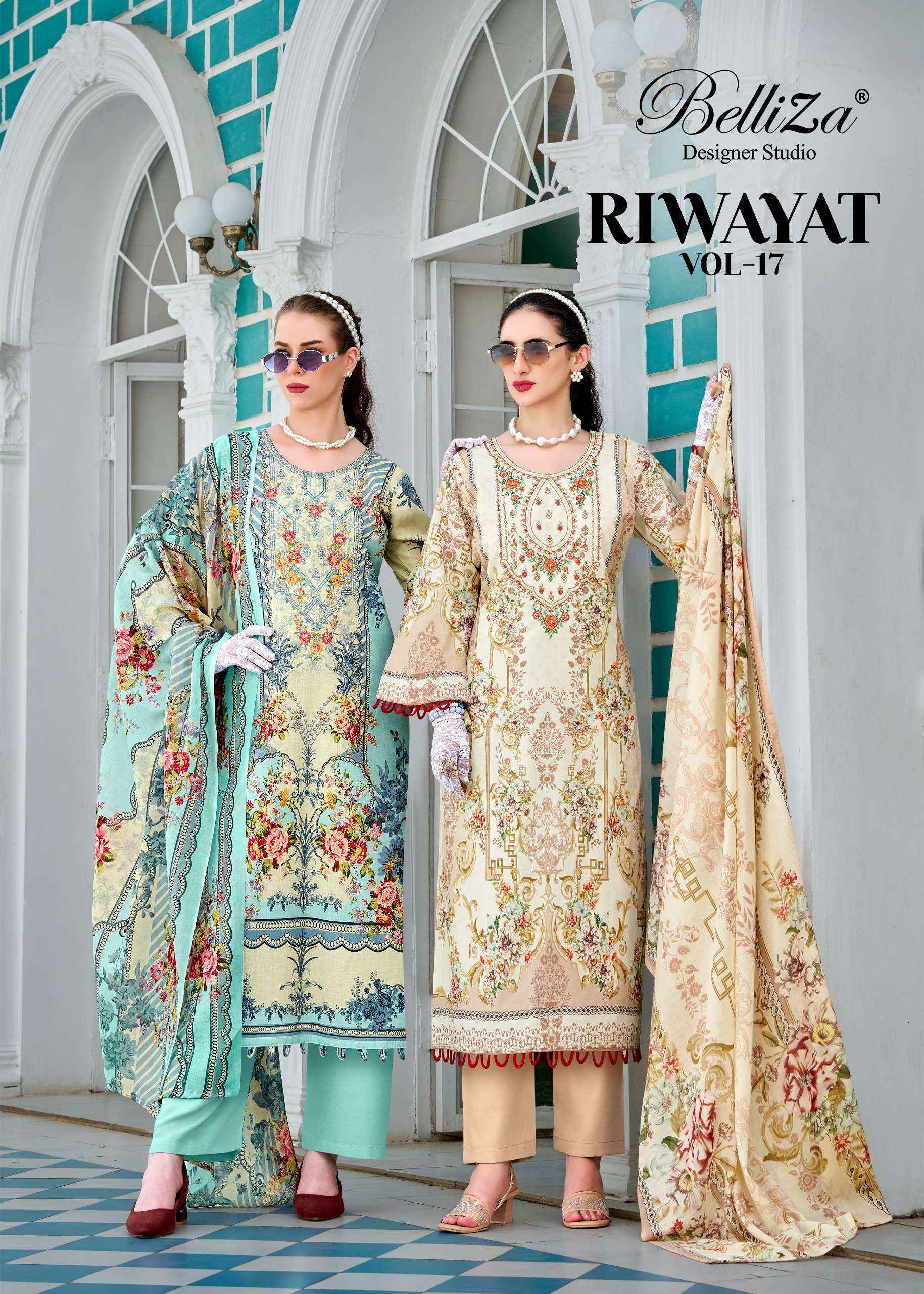 Belliza Riwayat Vol 17 Viscose Rayon Dress Material 8 pcs Catalogue