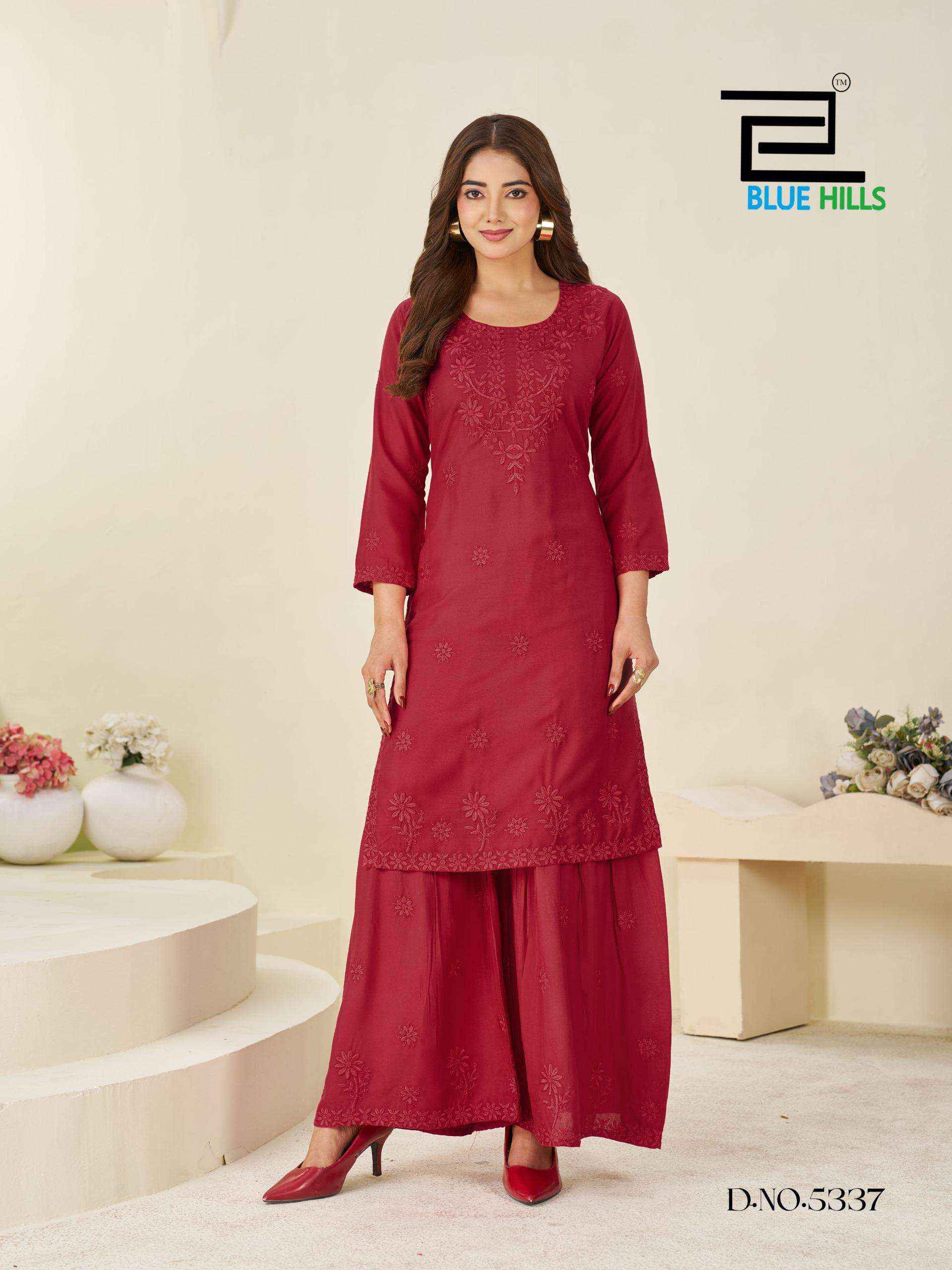 Blue Hills Heenaz Vol 5 Rayon Kurti With Sarara 4 pcs Catalogue