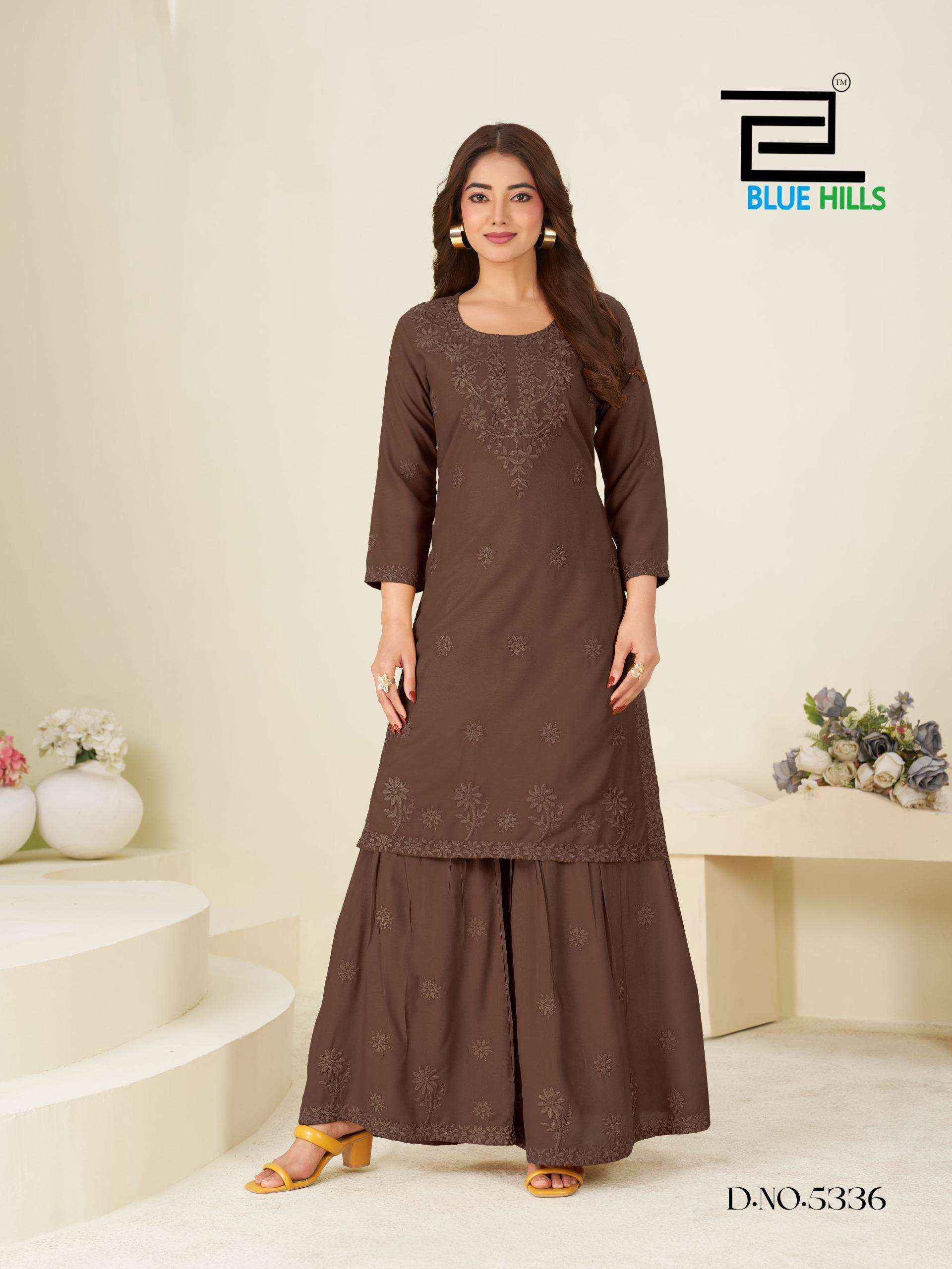 Blue Hills Heenaz Vol 5 Rayon Kurti With Sarara 4 pcs Catalogue
