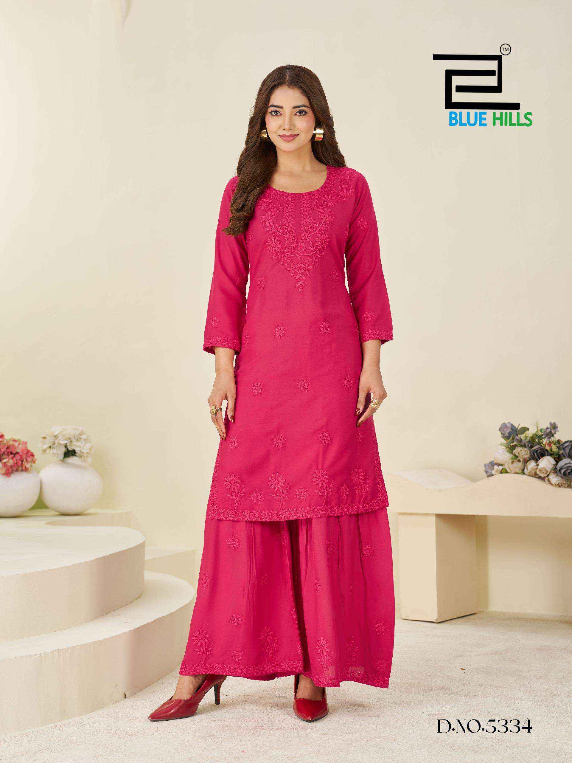 Blue Hills Heenaz Vol 5 Rayon Kurti With Sarara 4 pcs Catalogue