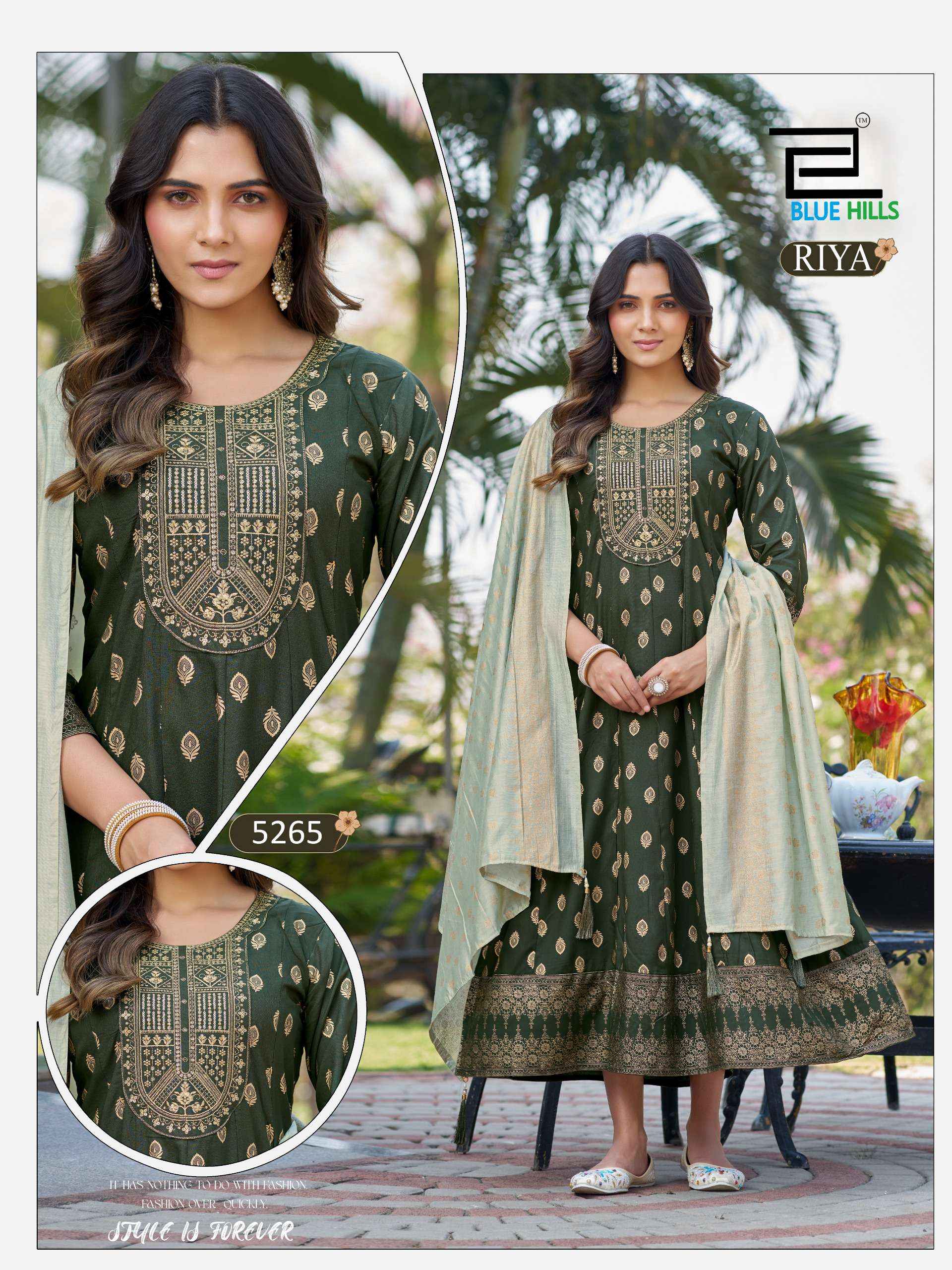 Blue Hills Riya Rayon Gown With Dupatta 6 pcs Catalogue