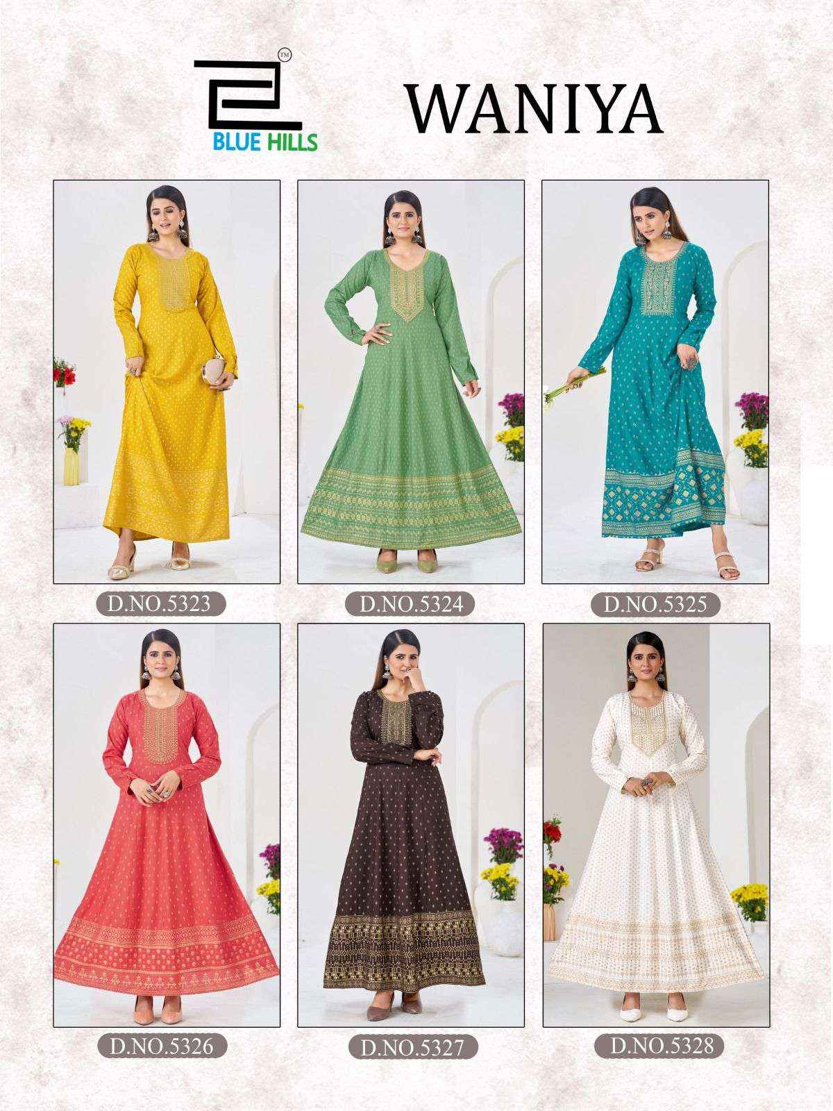 Blue Hills Waniya Rayon Gown 6 pcs Catalogue
