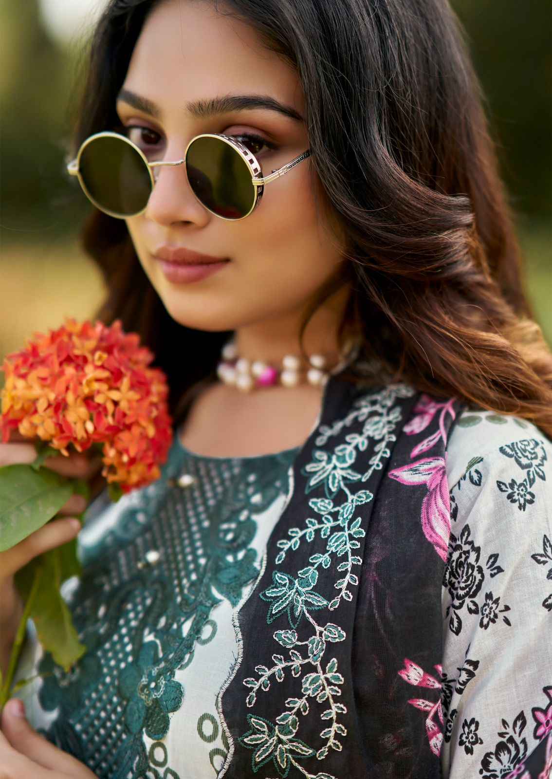 Cosmos Needle Impressions Vol 2 Lawn Cotton Dress Material 8 pcs Catalogue