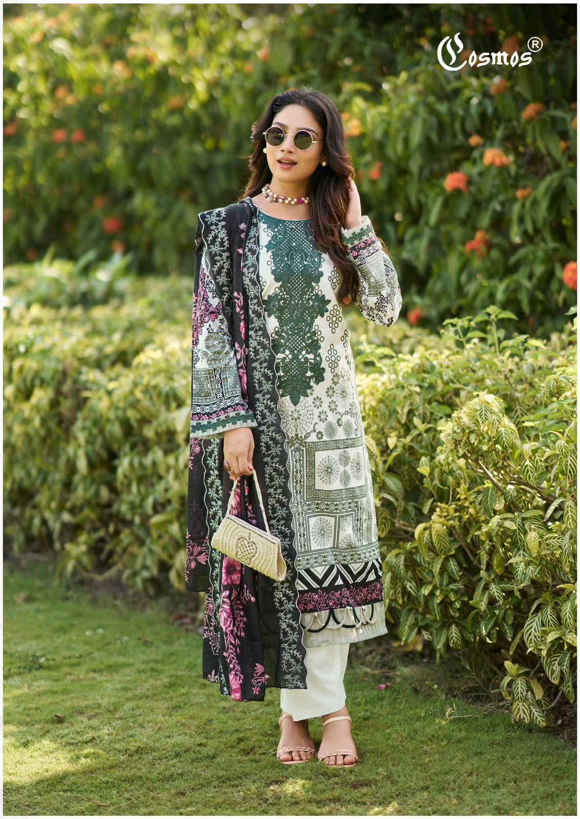 Cosmos Needle Impressions Vol 2 Lawn Cotton Dress Material 8 pcs Catalogue