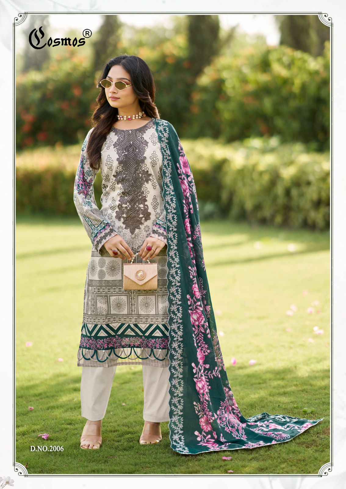 Cosmos Needle Impressions Vol 2 Lawn Cotton Dress Material 8 pcs Catalogue