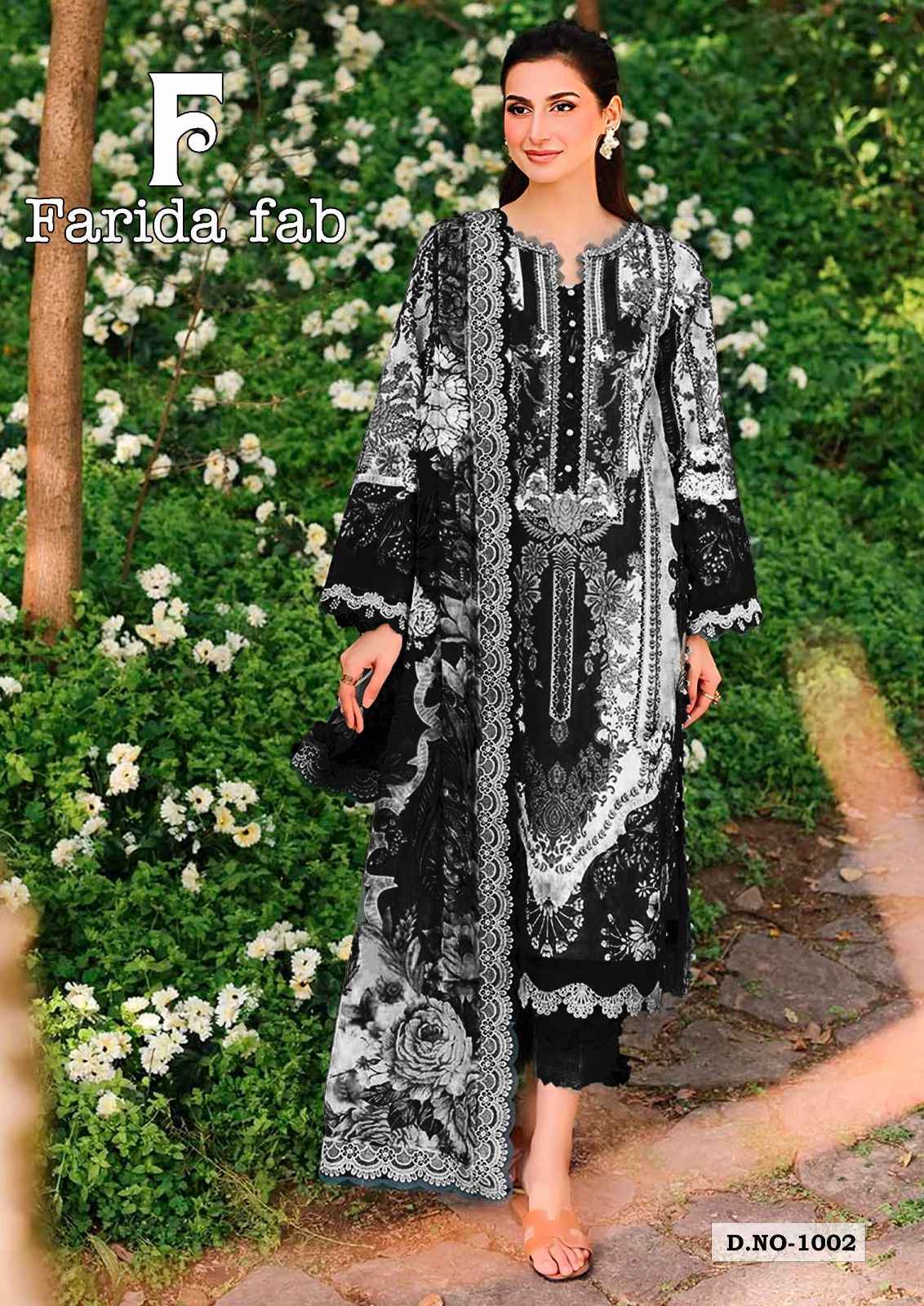Farida Fab Black & White Readymade Cotton Dress 6 pcs Catalogue