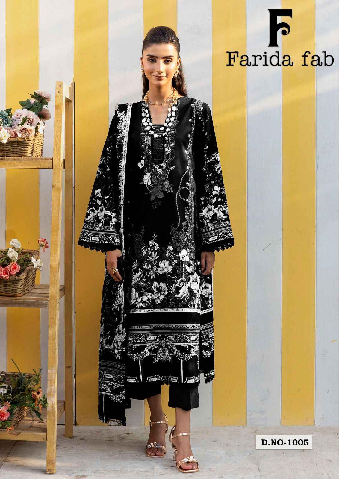 Farida Fab Black & White Readymade Cotton Dress 6 pcs Catalogue