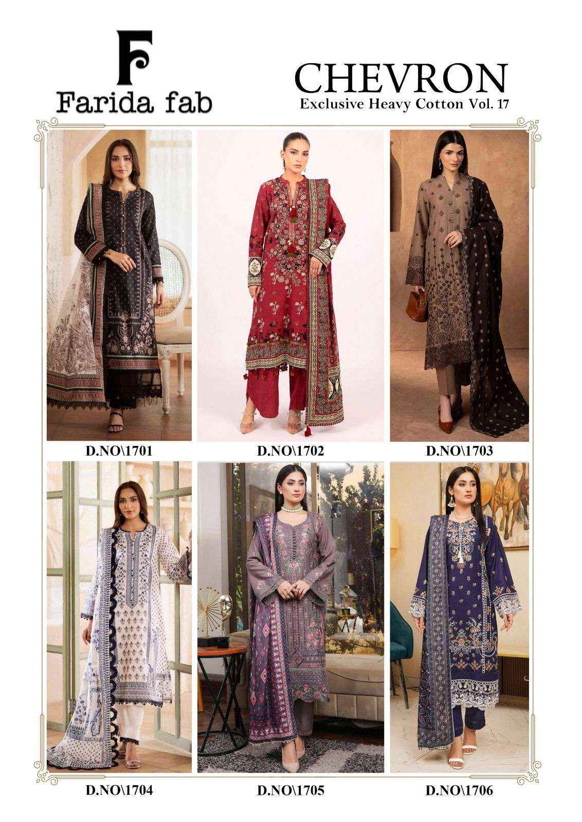 Farida Fab Chevron Vol 17 Cotton Dress Material 6 pcs Catalogue