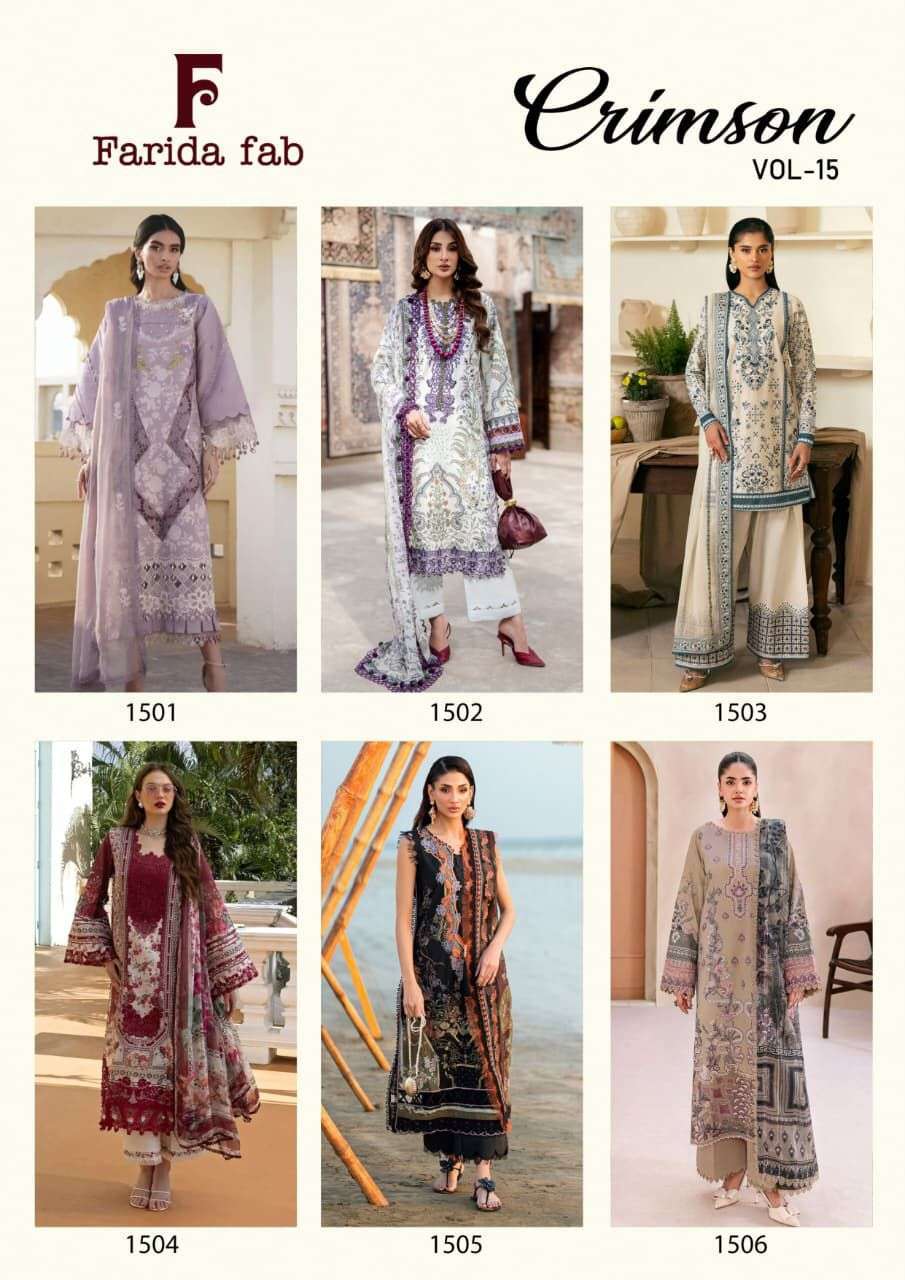 Farida Fab Crimson Vol 15 Cotton Dress Material 6 pcs Catalogue