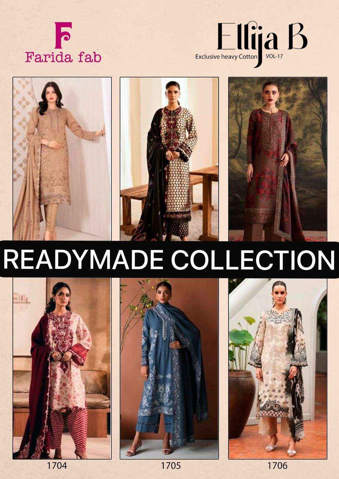 Farida Fab Ellija B Vol 17 Readymade Cotton Dress 6 pcs Catalogue