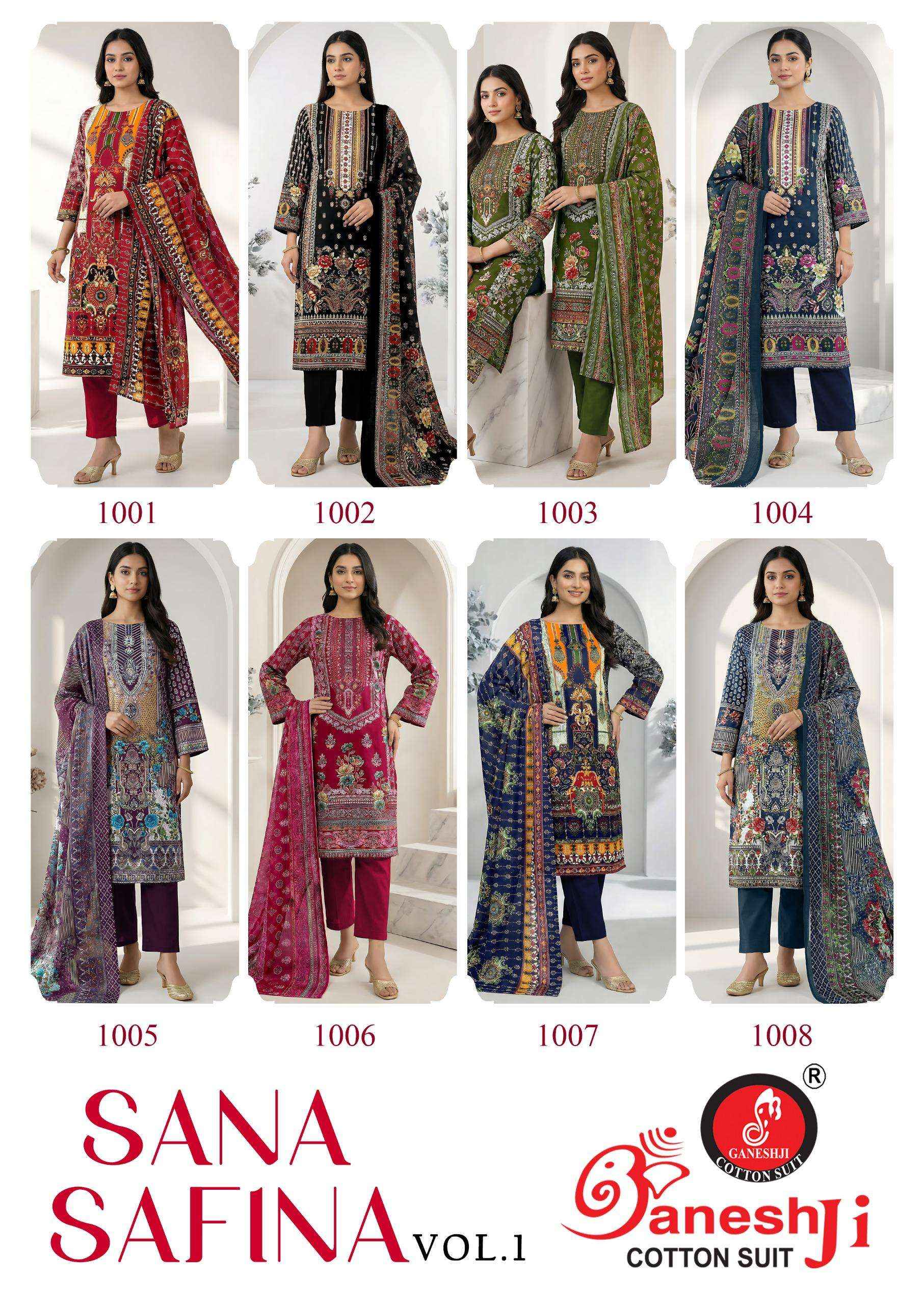 Ganesh Ji Sana Safina Vol 1 Cotton Dress Material 8 pcs Catalogue