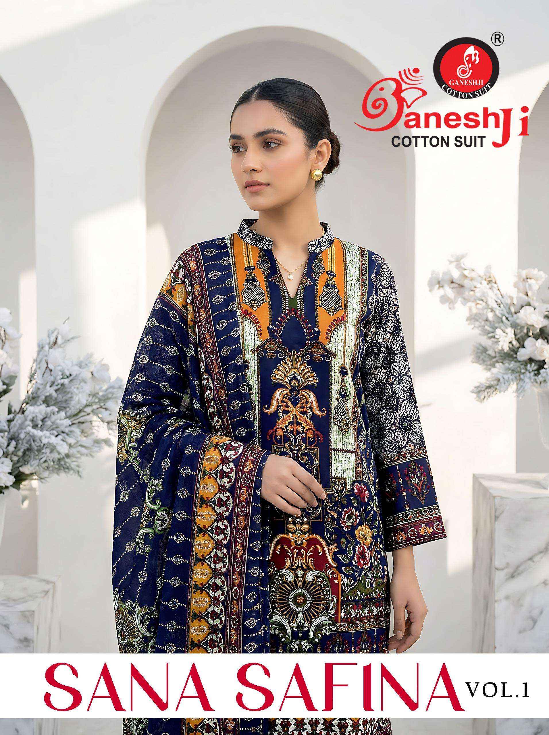 Ganesh Ji Sana Safina Vol 1 Cotton Dress Material 8 pcs Catalogue
