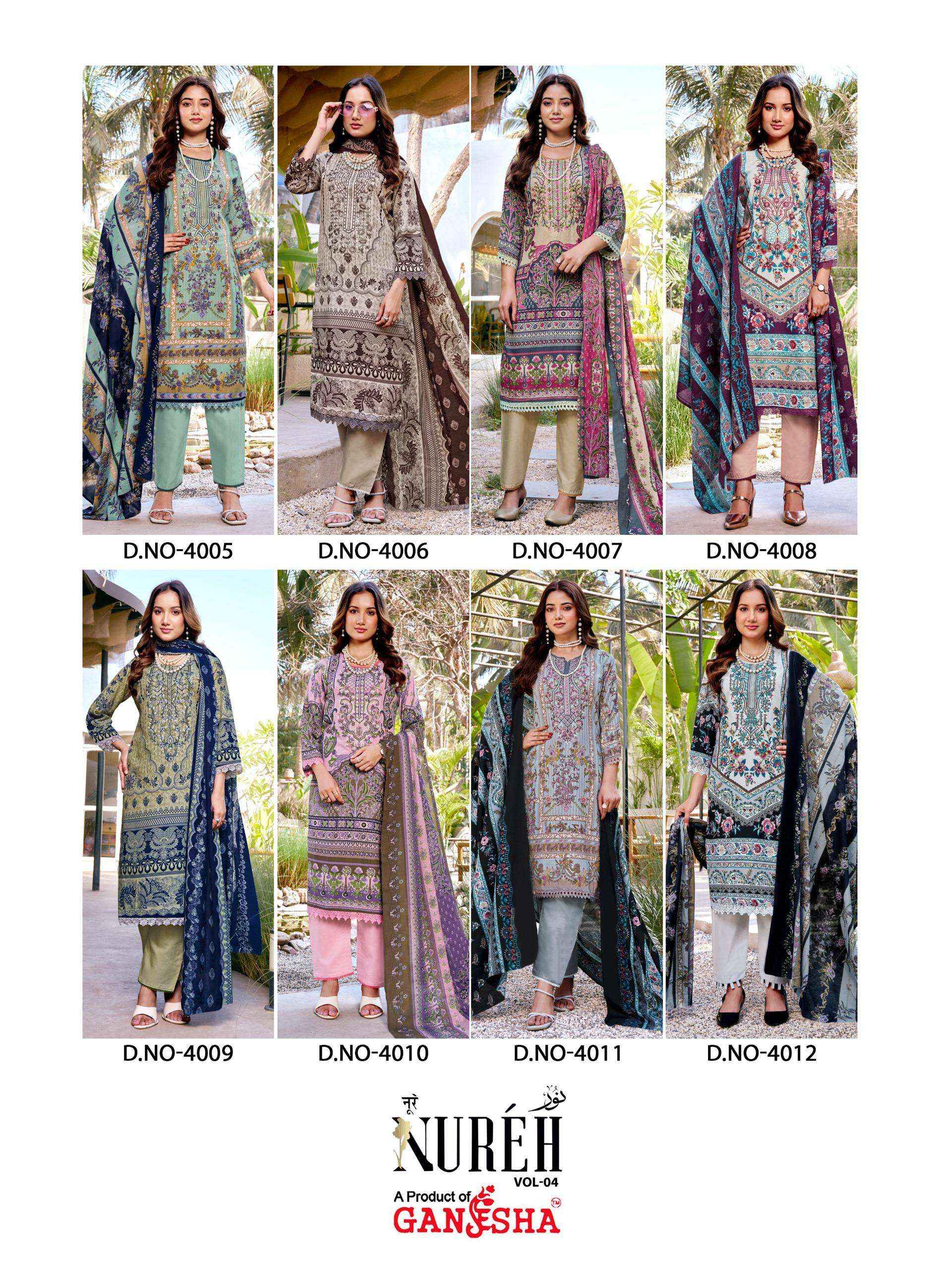 Ganesha Nureh Vol 4 Cotton Dress Material 8 pcs Catalogue