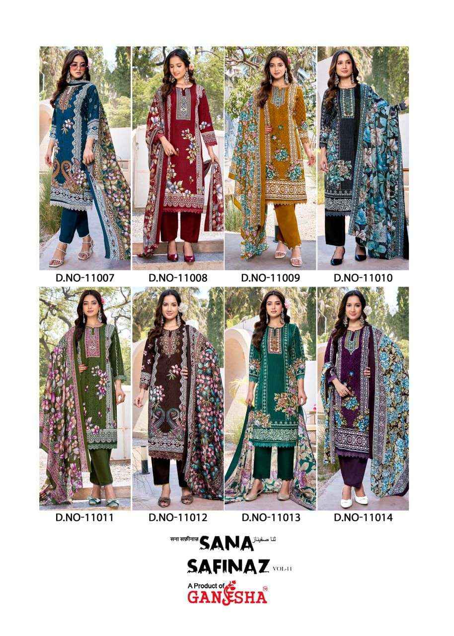 Ganesha Sana Safinaz Vol 11 Cotton Dress Material 8 pcs Catalogue