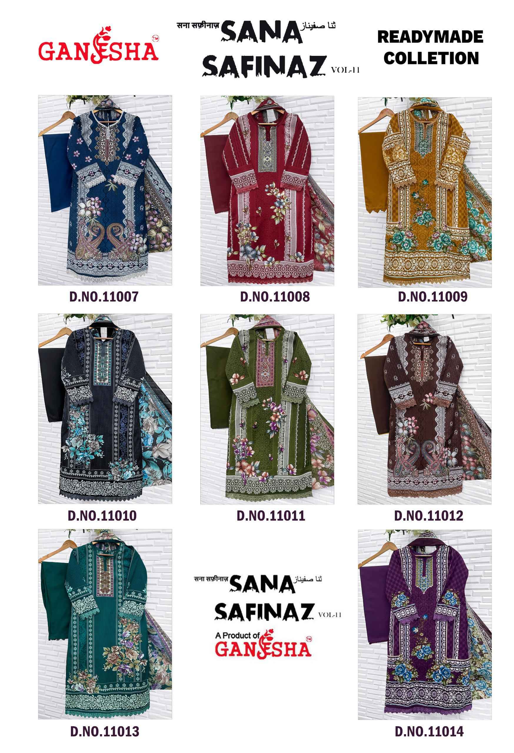 Ganesha Sana Safinaz Vol 11 Readymade Cotton Dress 8 pcs Catalogue