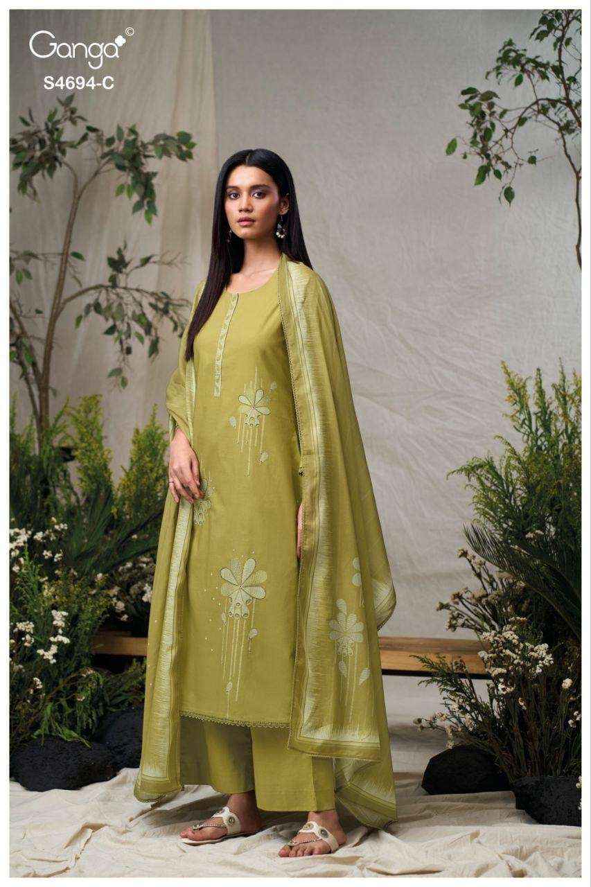 Ganga Aiyanae 4694 Cotton Dress Material 4 pcs Catalogue