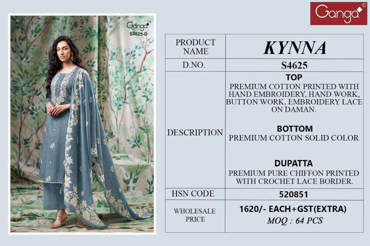Ganga Kynna 4625 Cotton Dress Material 4 pcs Catalogue