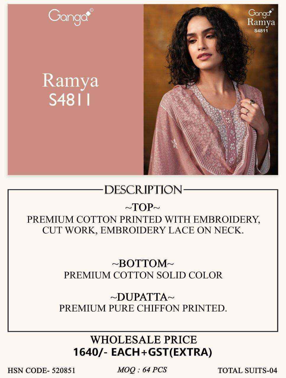 Ganga Ramya 4811 Cotton Dress Material 4 pcs Catalogue